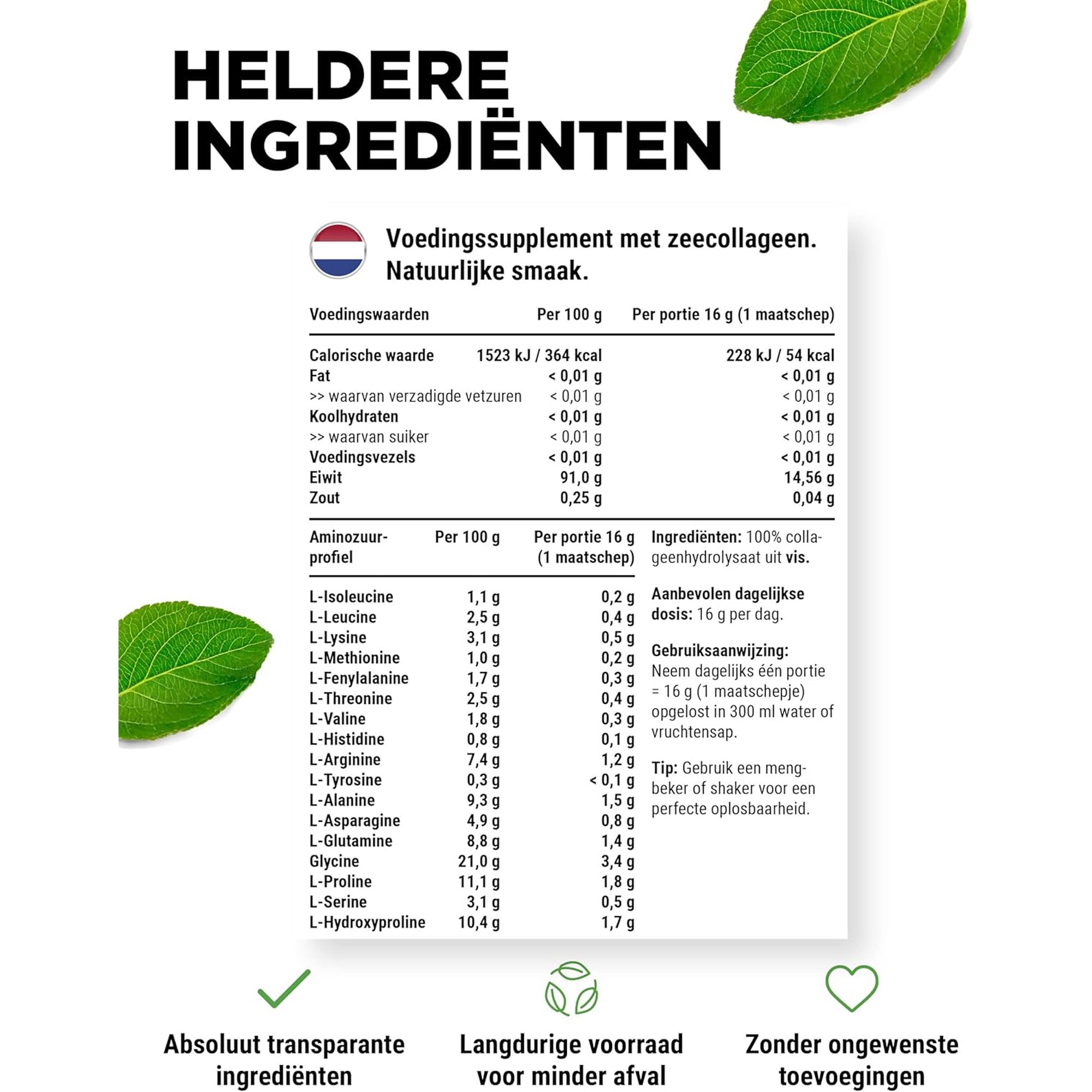 Marine Collageen Poeder (Hydrolyse Vis Collageen Peptiden) | 31 porties | Vit4ever