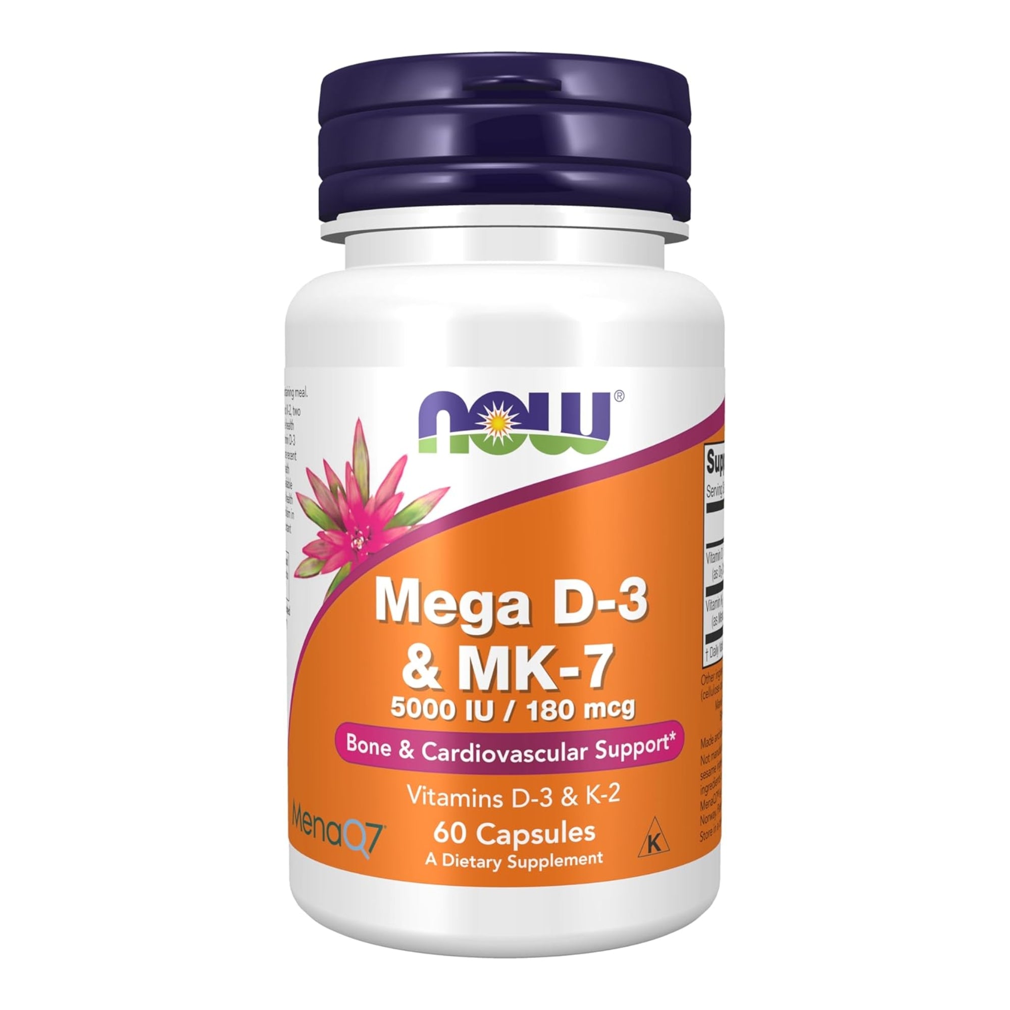 Mega D-3 & MK-7 | 60 Vcaps | NOW Foods