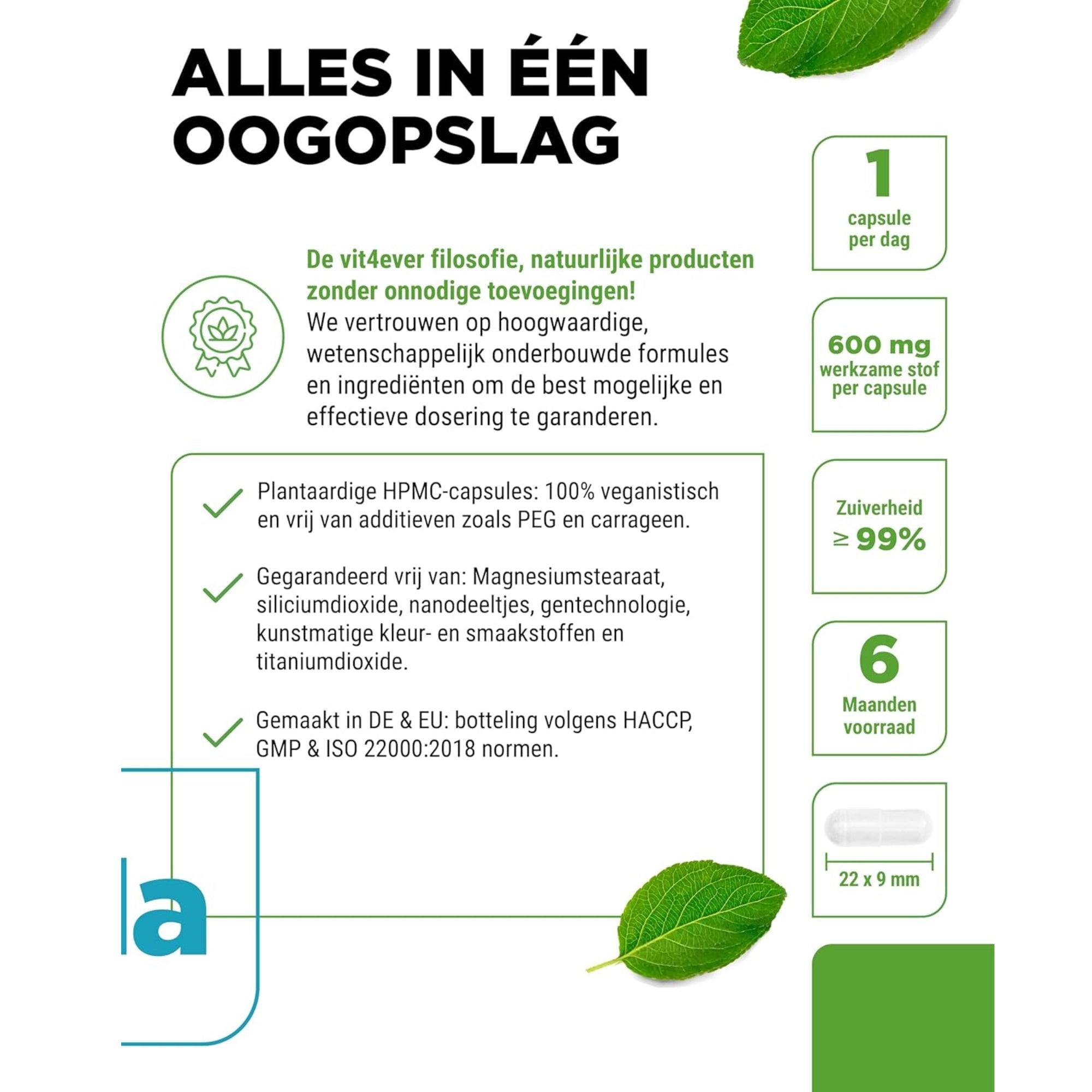 Natriumbutyraat (Butaanzuur) 90% | 180 capsules | Vit4ever