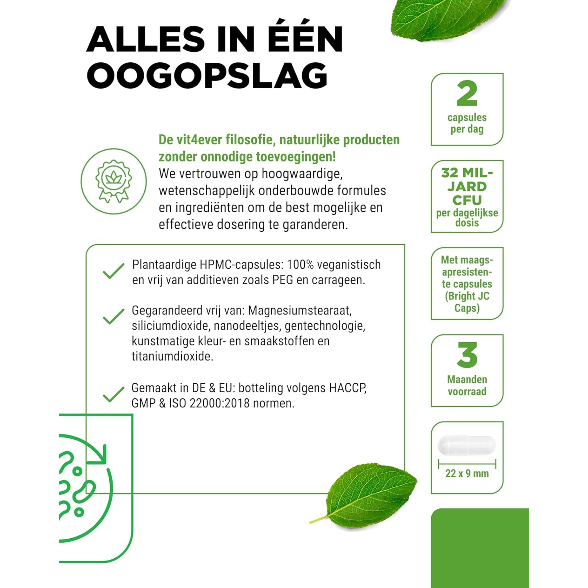 Probiotica Complex (Probio 25) met 25 Bacteriestammen + Bio Inuline 27 miljard KVE | 180 capsules | Vit4ever