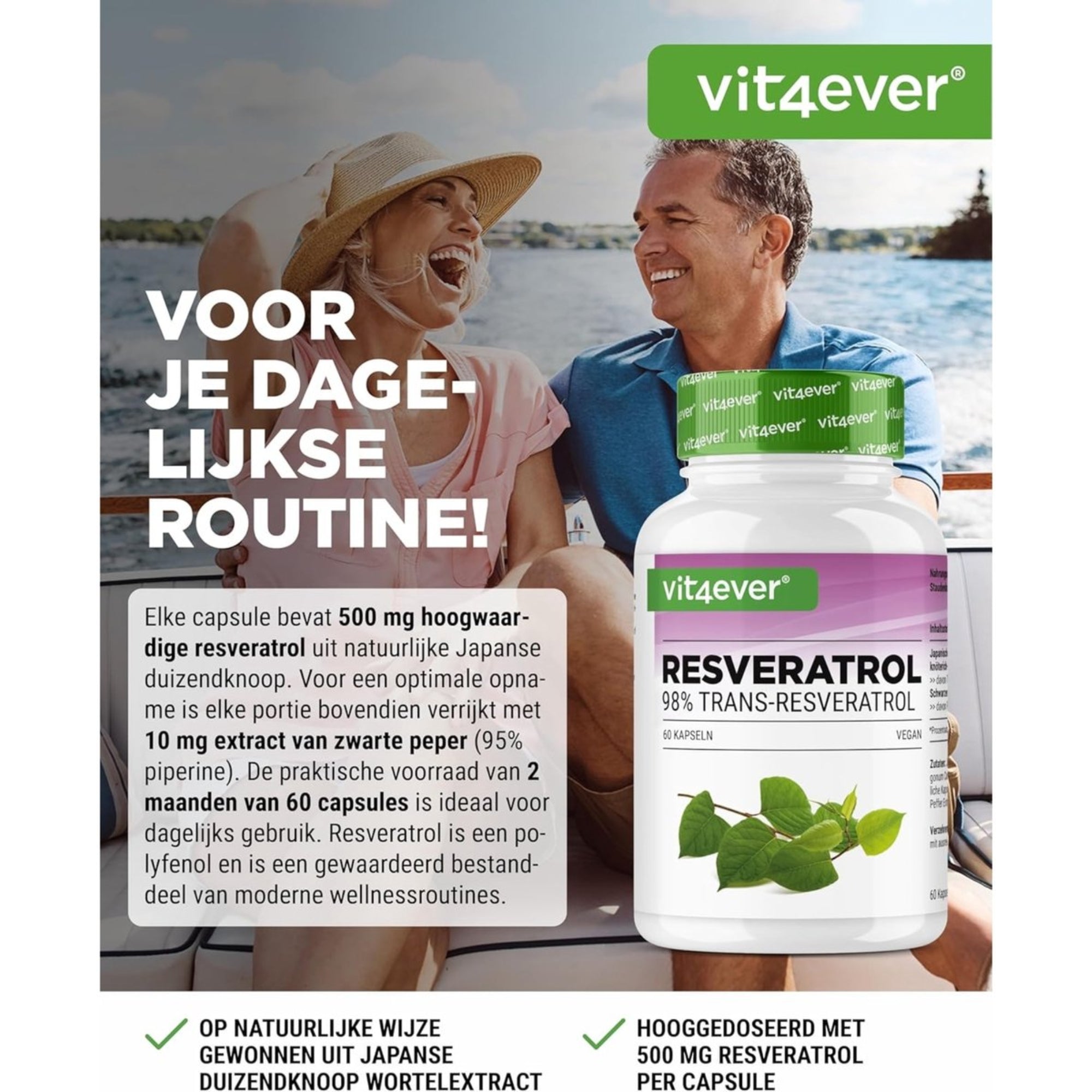 Resveratrol Intenso (98% trans-resveratrol) 500mg | 60 capsules | Vit4ever