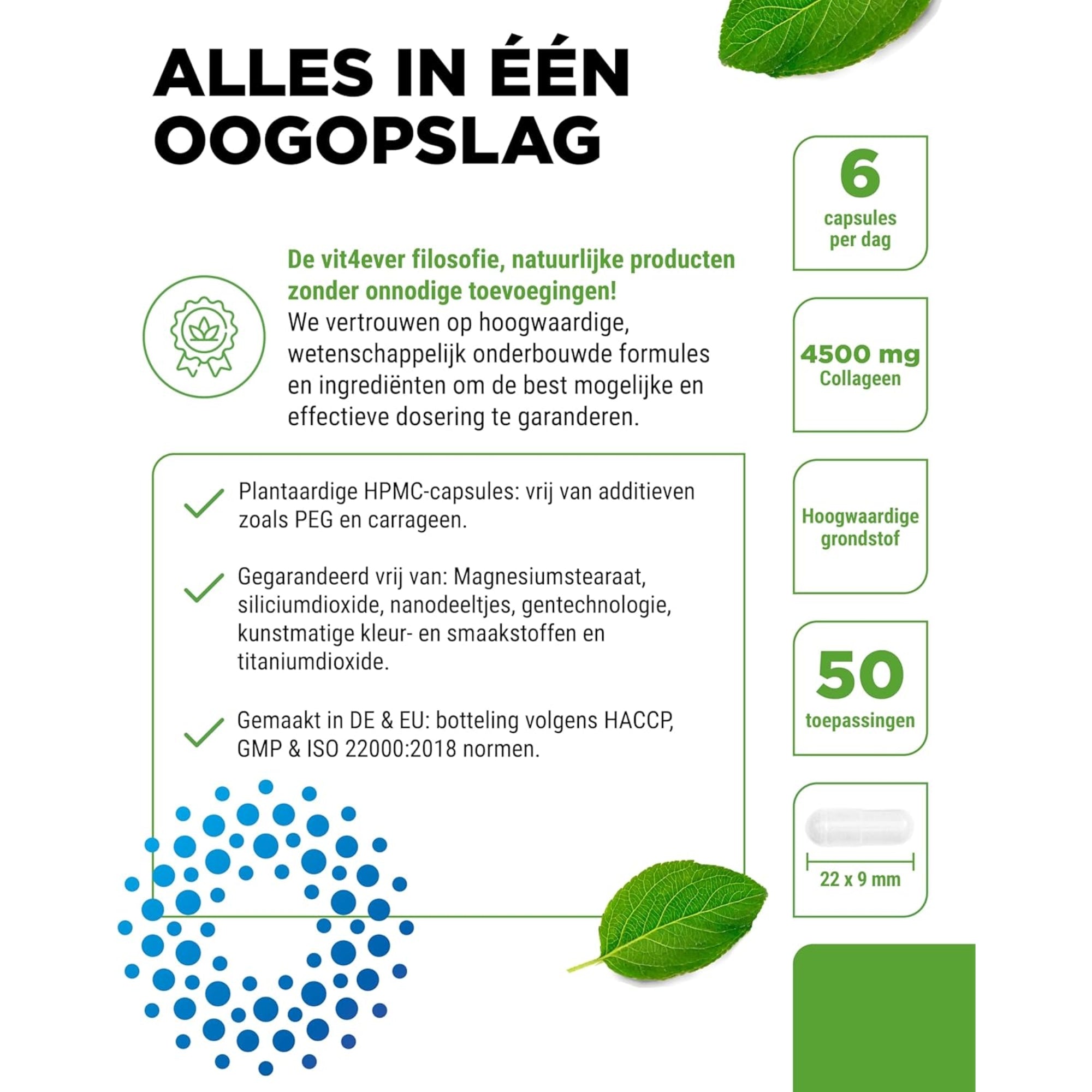 Runder collageen 4500 mg | 300 capsules | Type 1, 2 & 3 | Vit4ever