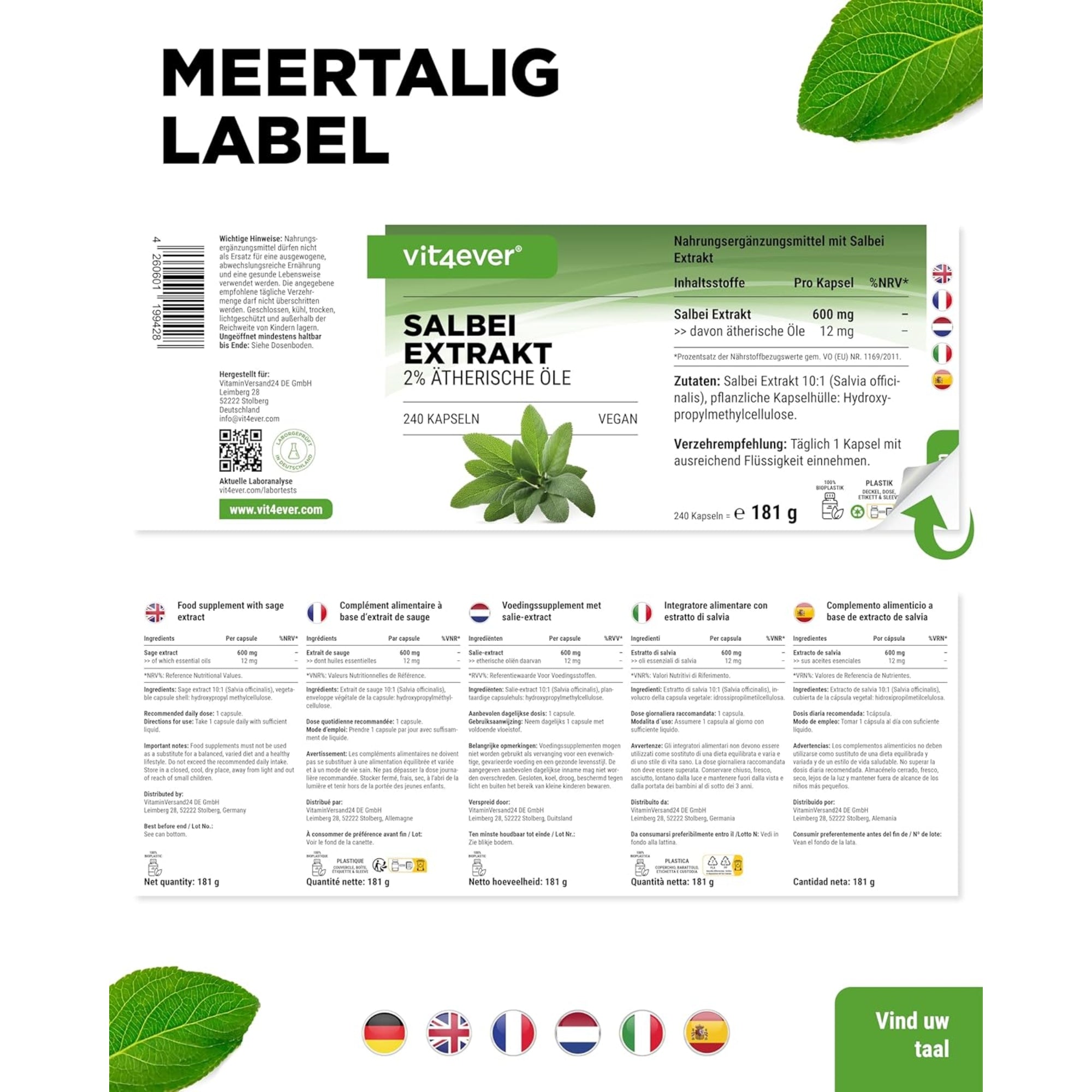 Salie-extract | 240 capsules | Vit4ever