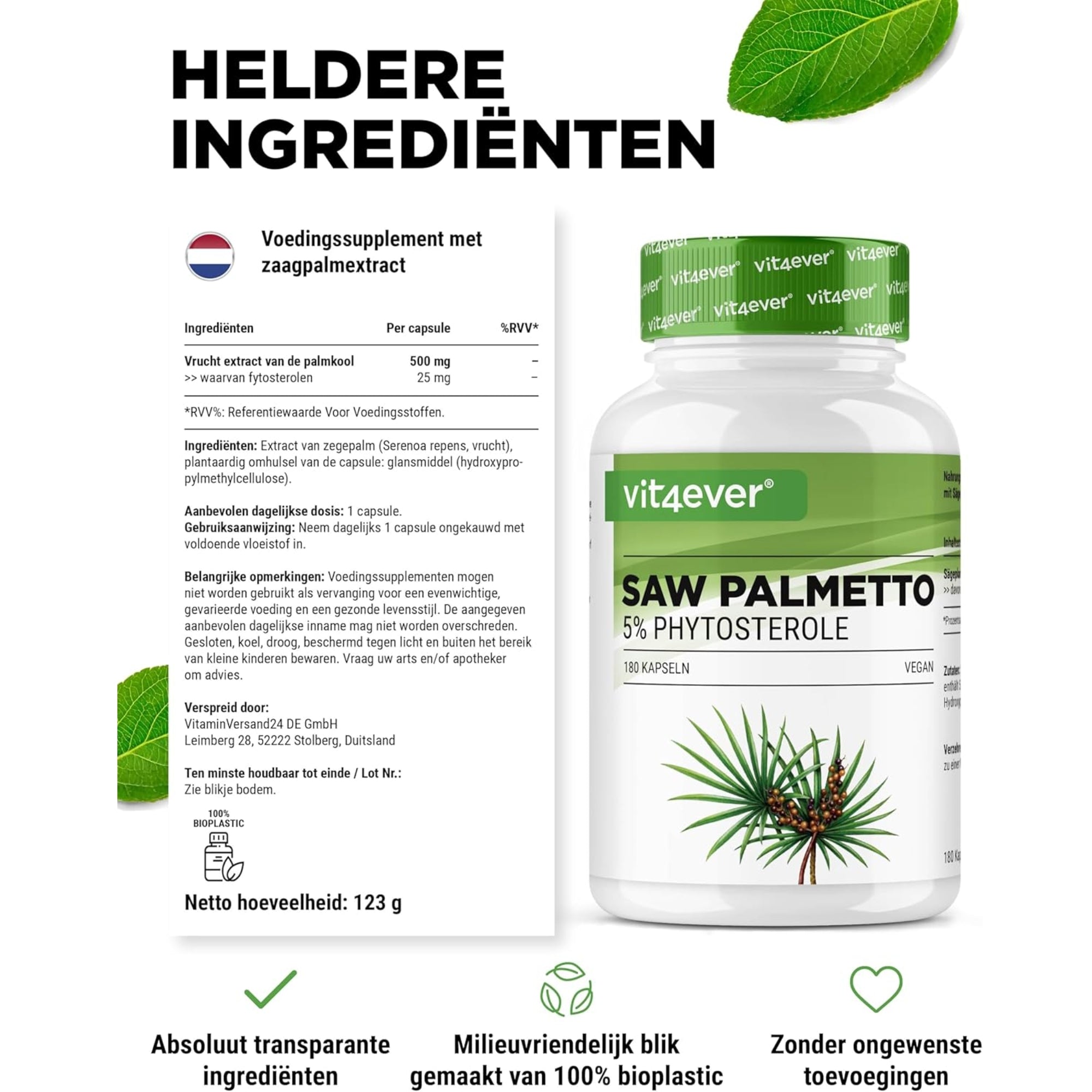 Saw Palmetto extract 500 mg | 180 capsules | Vit4ever