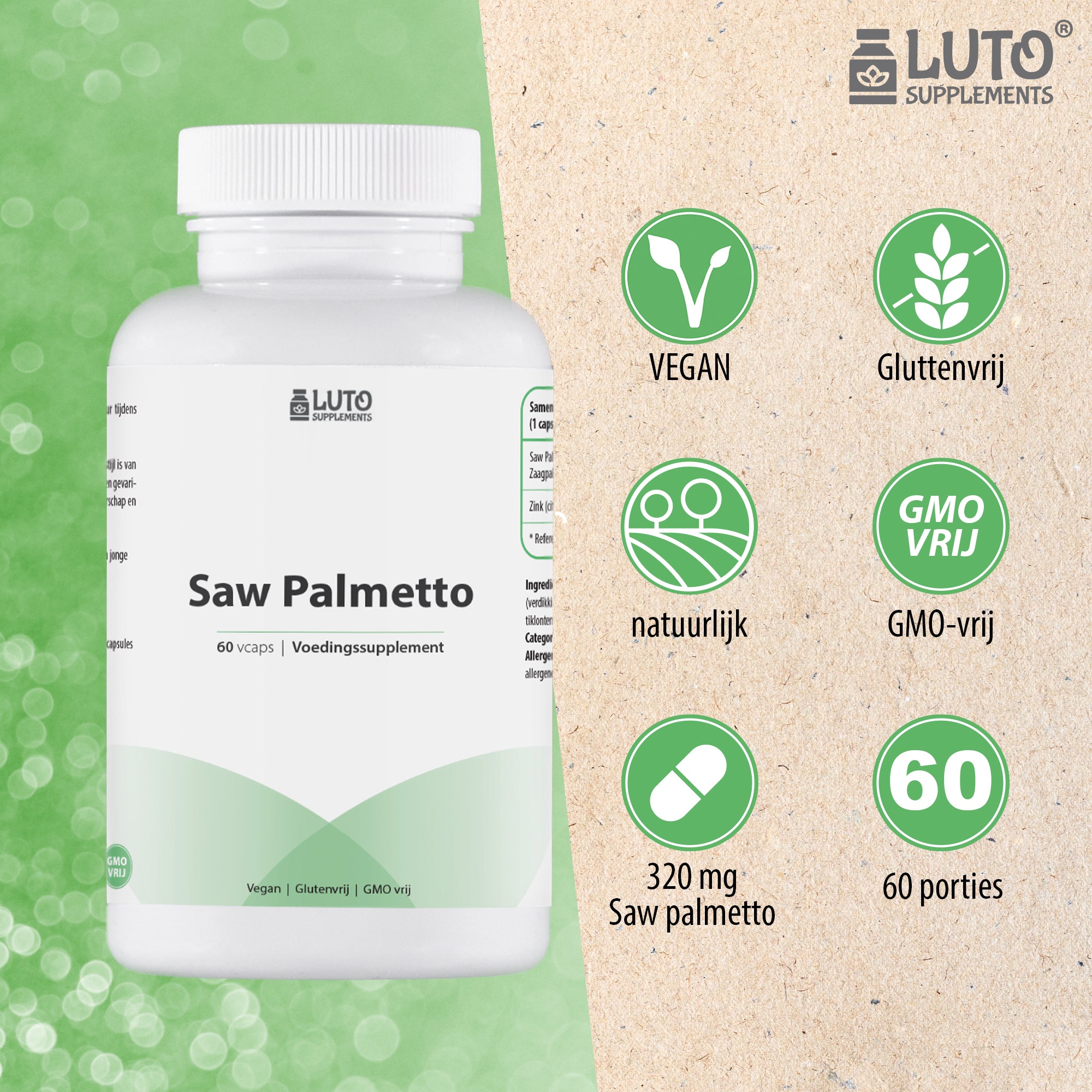 Saw Palmetto Extract 4:1 | Prostaat en haargroei* | 320mg | 60 Vegetarische capsules | Luto Supplements