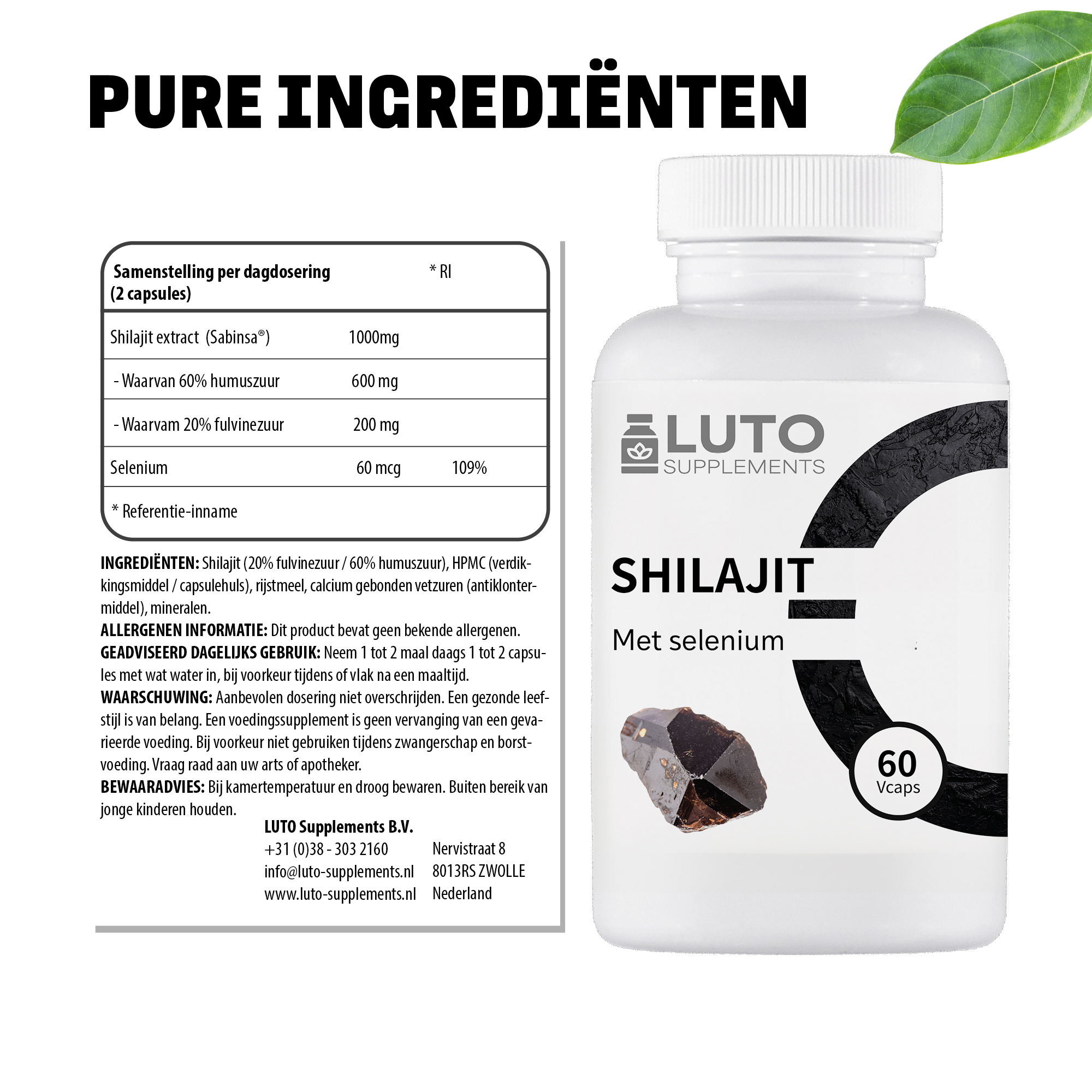 Shilajit (Shilajit) met Selenium | 60 plantaardige capsules | LUTO Supplements