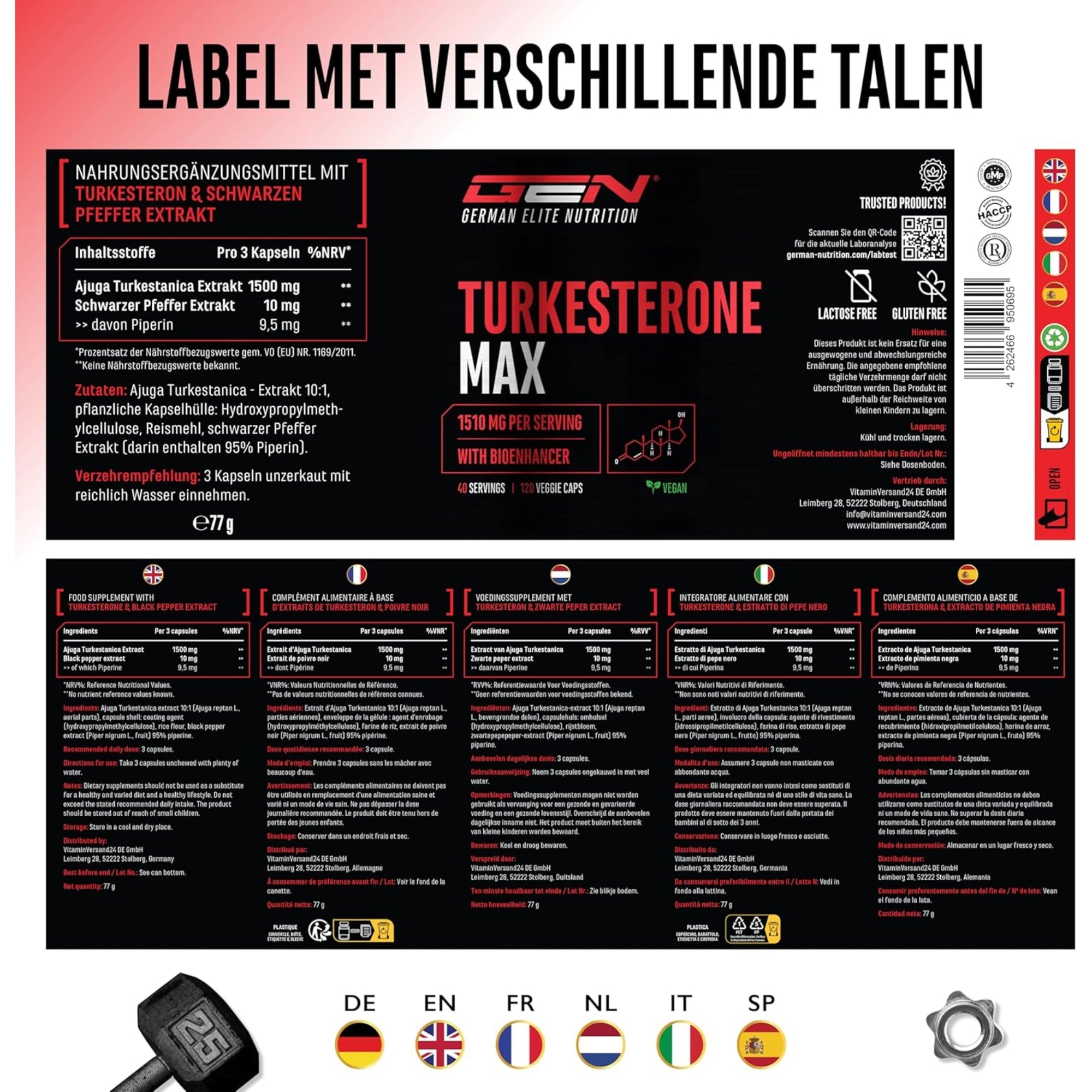 Turkesteron Max (Ajuga Turkestanica Extract) 1510mg | 120 Capsules | German Elite Nutrition