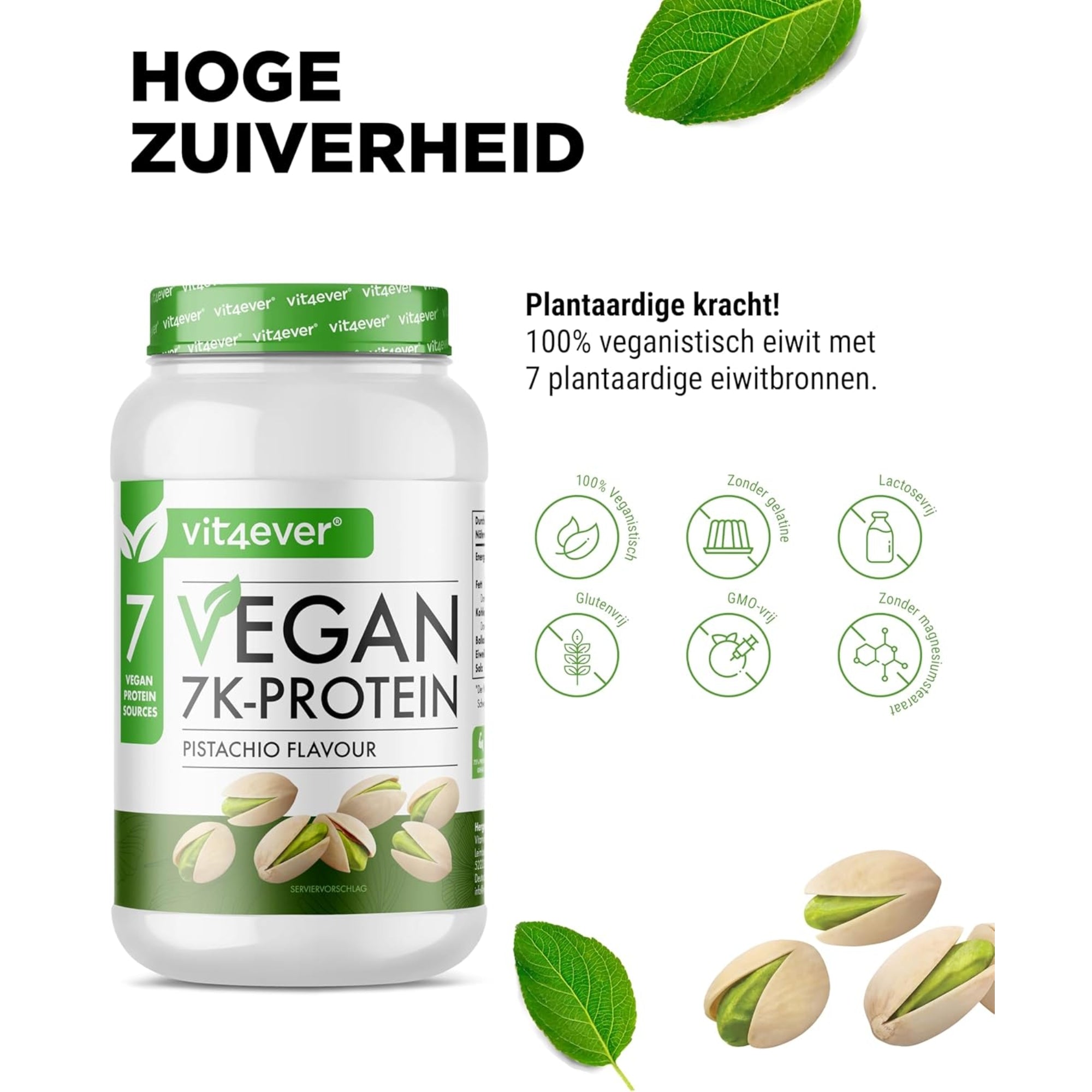 VEGAN PROTEÏNE POEDER 7K | 8 verschillende smaken | 1KG | 7 VEGANISTISCHE EIWITBRONNEN | VIT4EVER