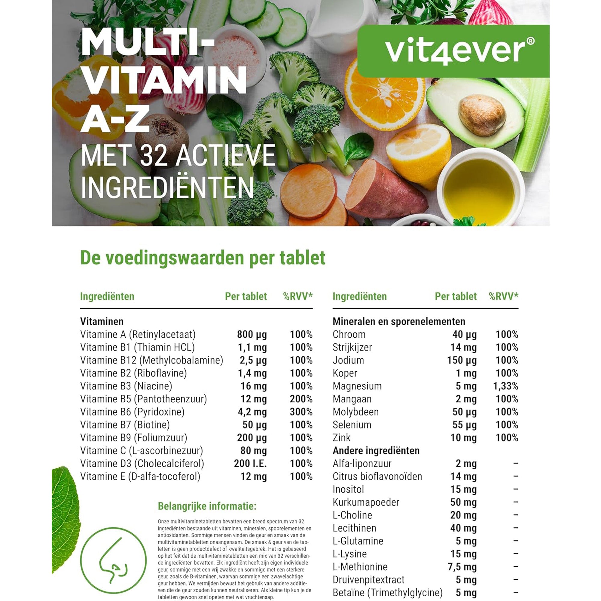 Multivitamine A-Z + Aminozuren + Mineralen | 365 Tabletten | Vit4ever