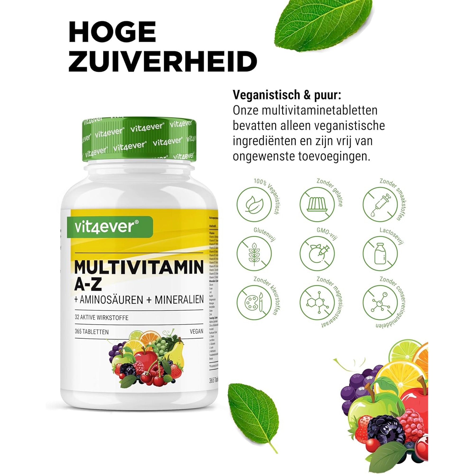 Multivitamine A-Z + Aminozuren + Mineralen | 365 Tabletten | Vit4ever