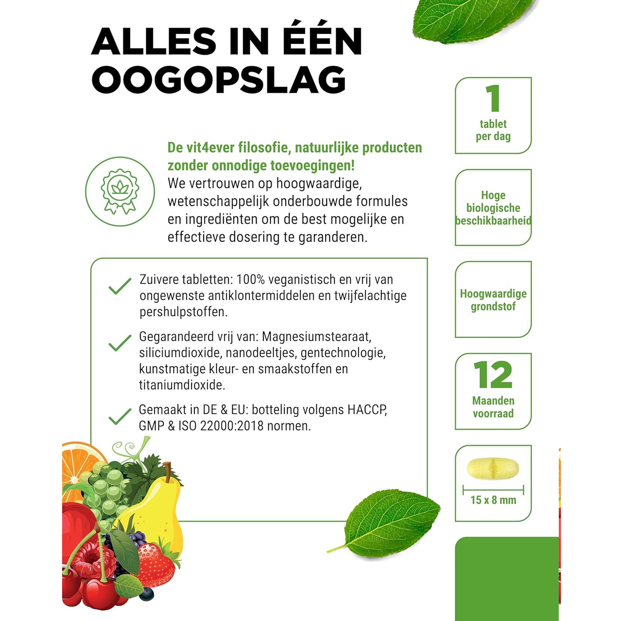 Multivitamine A-Z + Aminozuren + Mineralen | 365 Tabletten | Vit4ever