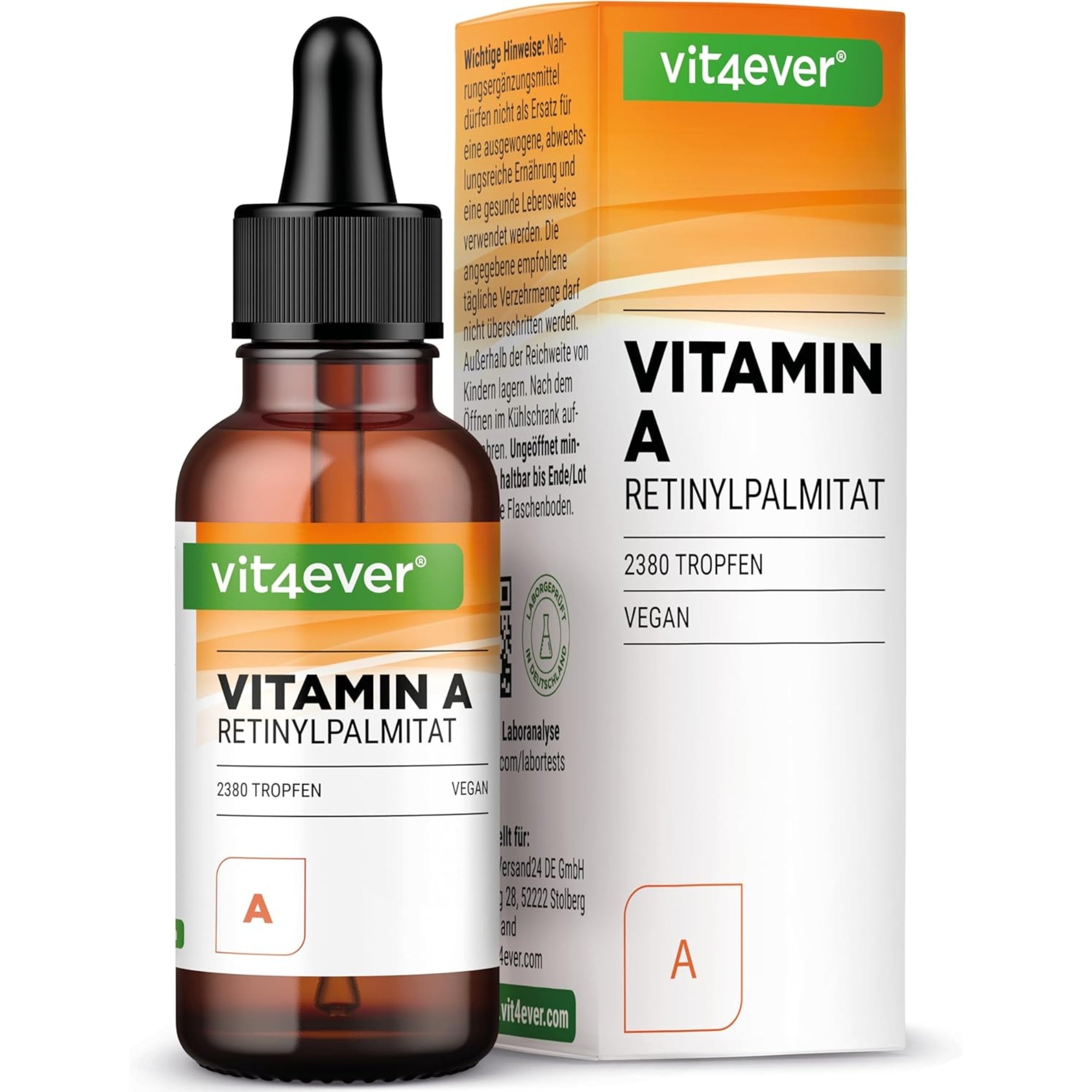 Vitamine A druppels (Retinylpalmitaat in MCT-kokosolie) | 70ml | Vit4ever