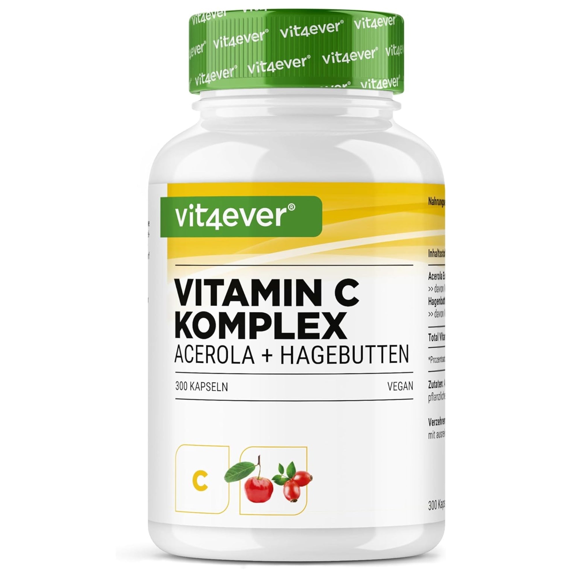 Vitamine C Complex (Acerola + Rozenbottel) | 300 capsules | Vit4ever
