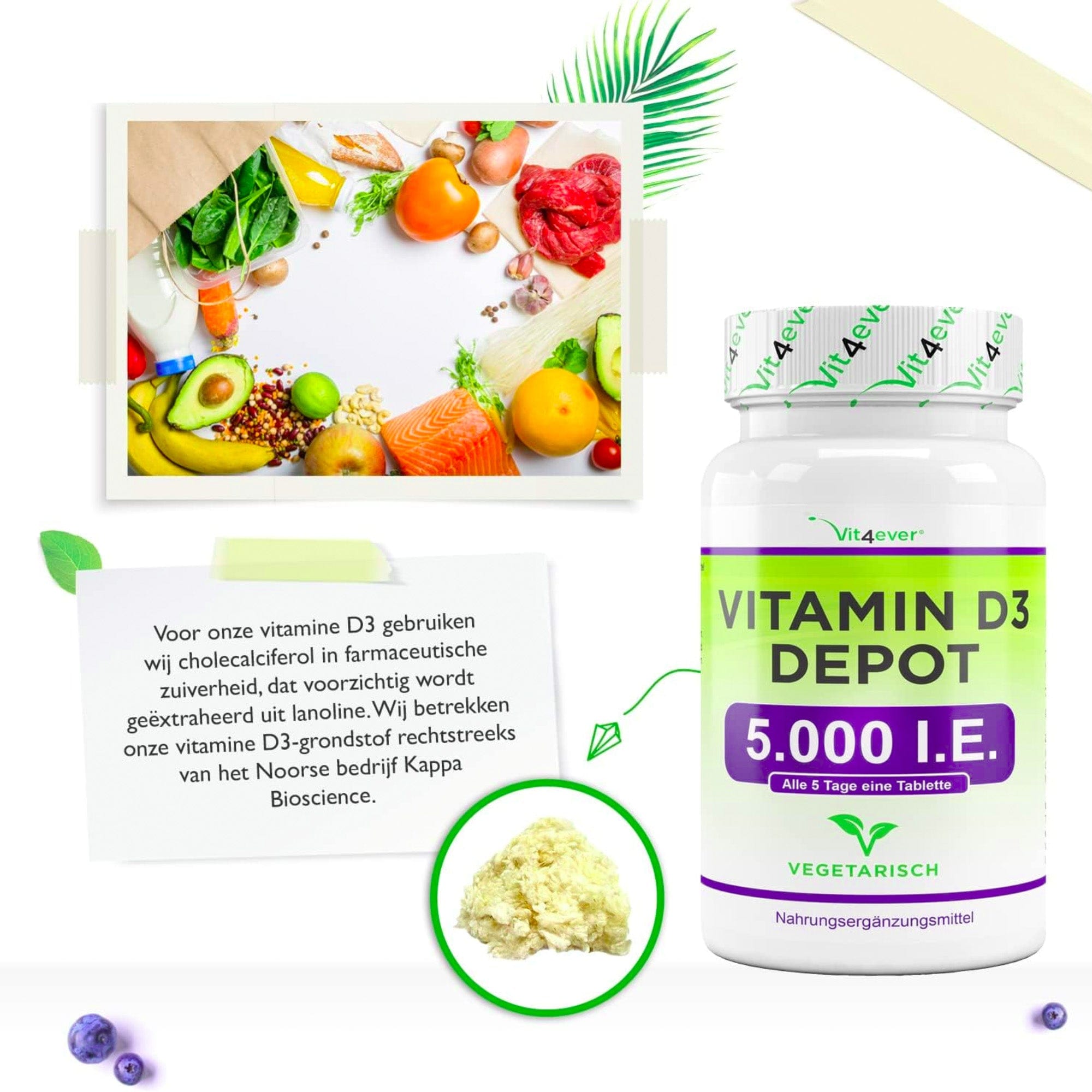 Vitamine D3 5.000IE | 5.000 I.E. | 500 tabletten | vit4ever