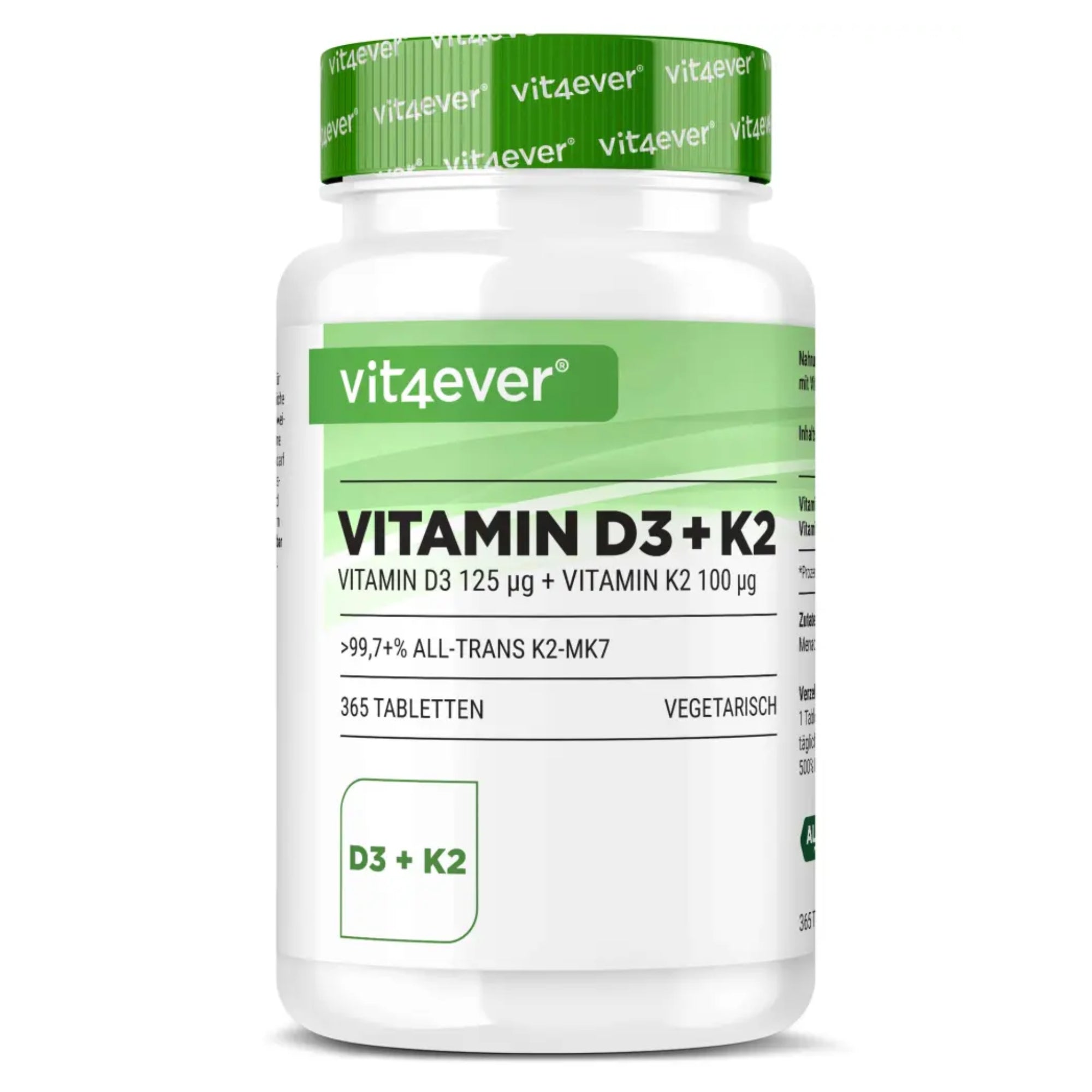 Vitamine D3 5.000 I.E. + K2 100 mcg | Vit4ever