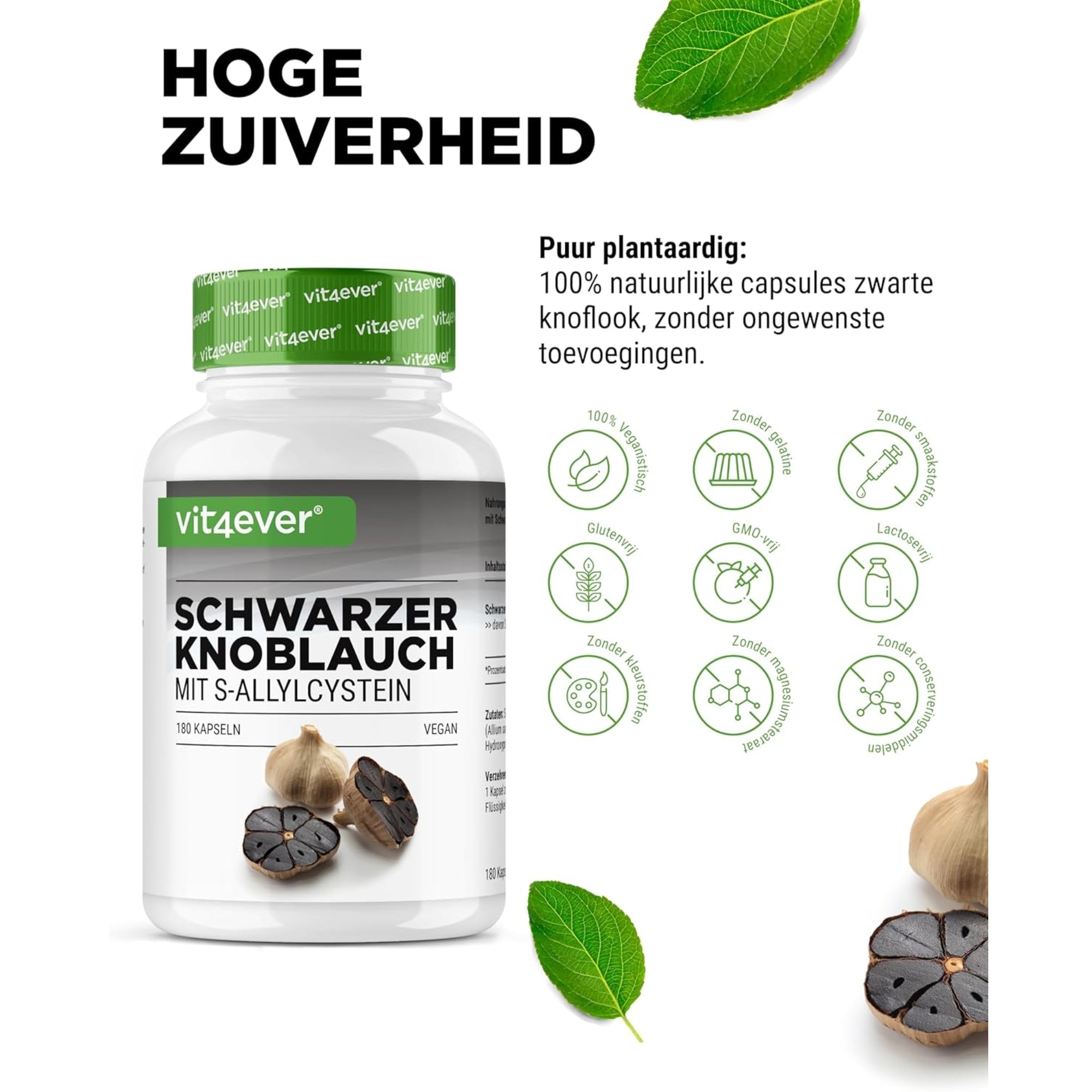Zwarte knoflook extract met S-allylcyteïne | 180 capsules | Vit4ever