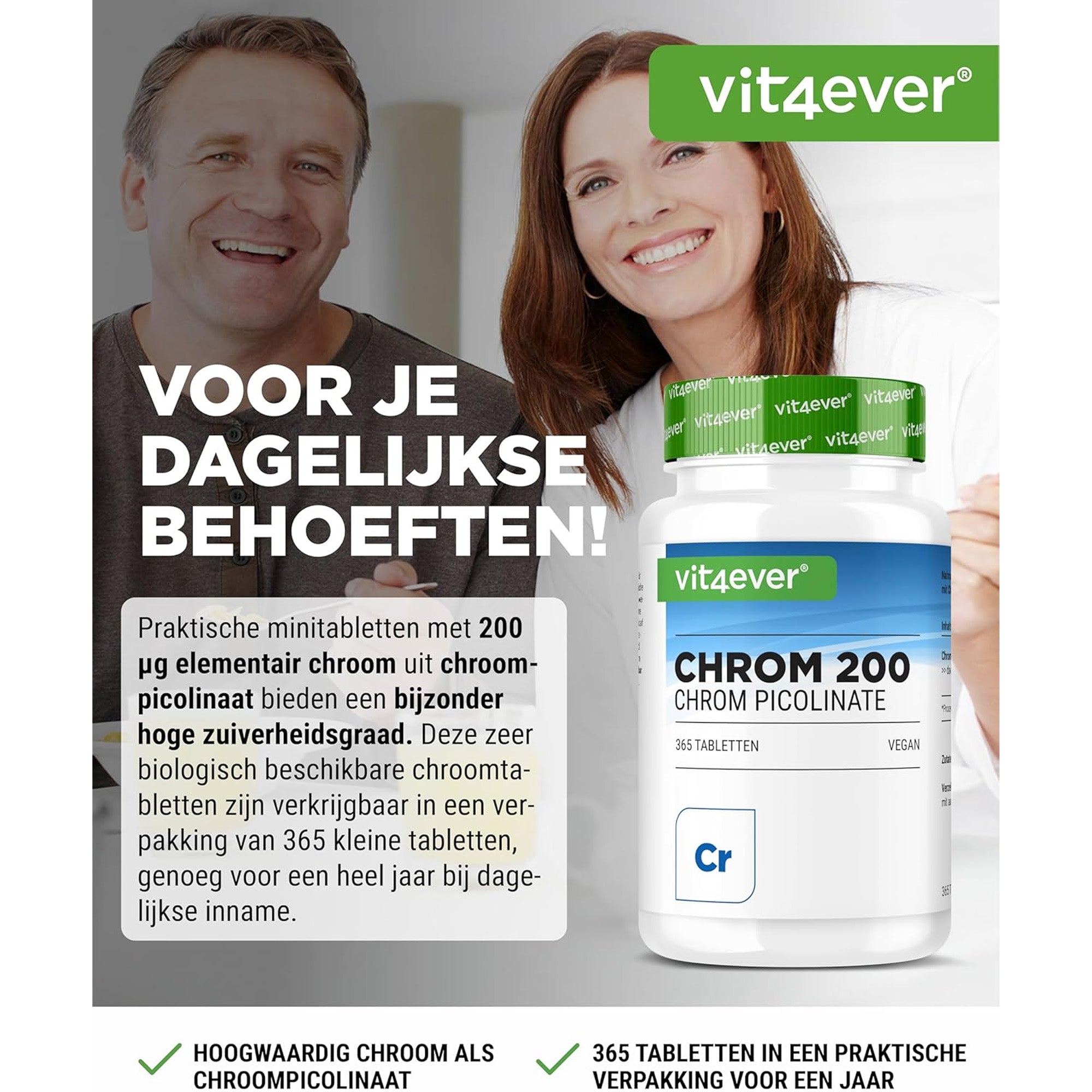 Chroom Picolinaat | 200µg of 500µg | 365 tabletten | Vit4ever
