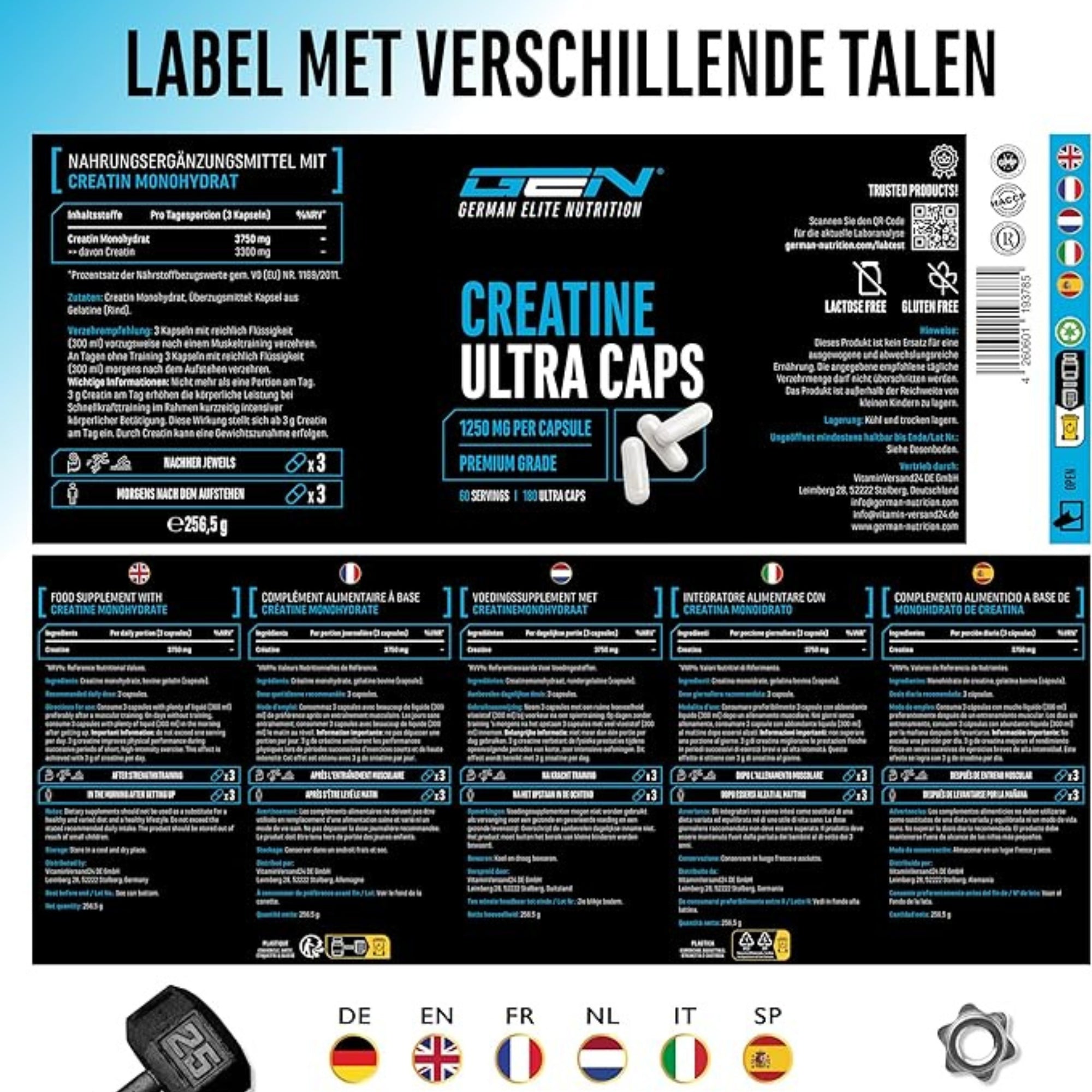 Creatine Ultra Caps | 180 capsules | German Elite Nutrition