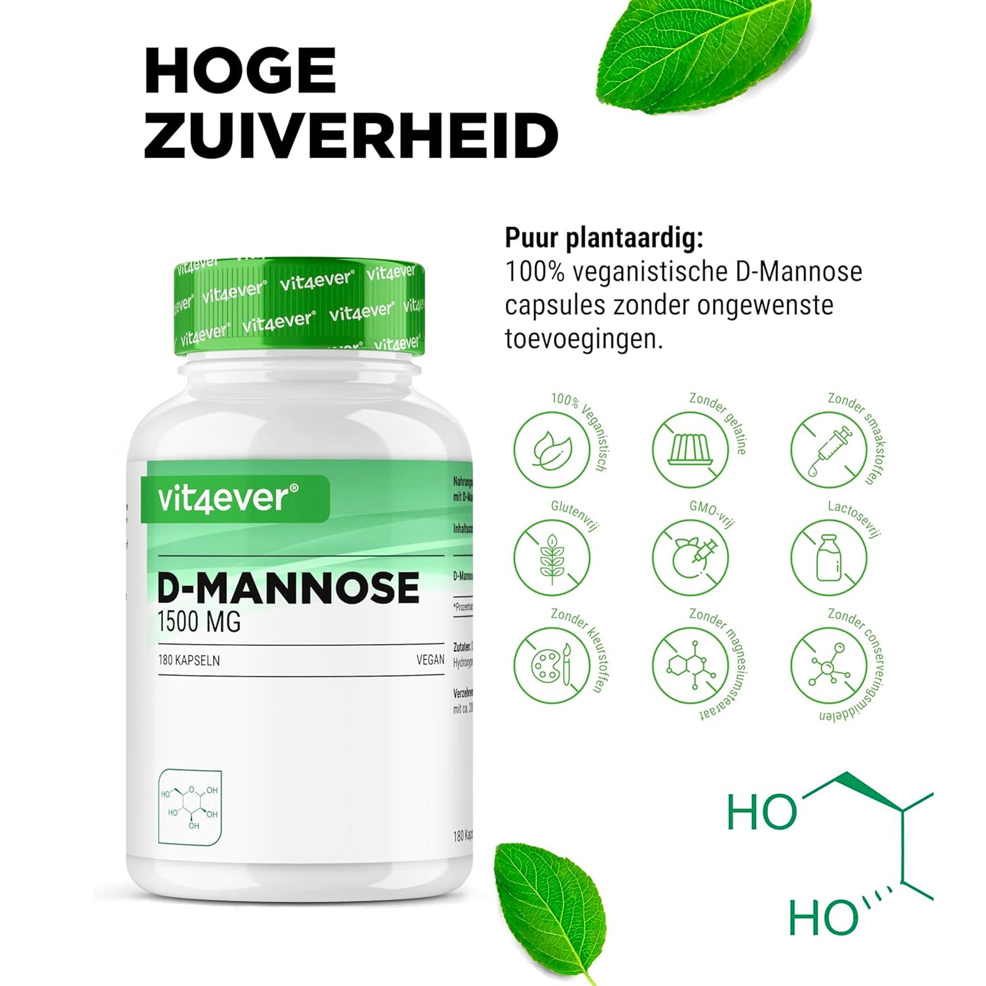 D-Mannose 1500mg | 180 capsules | Vit4ever