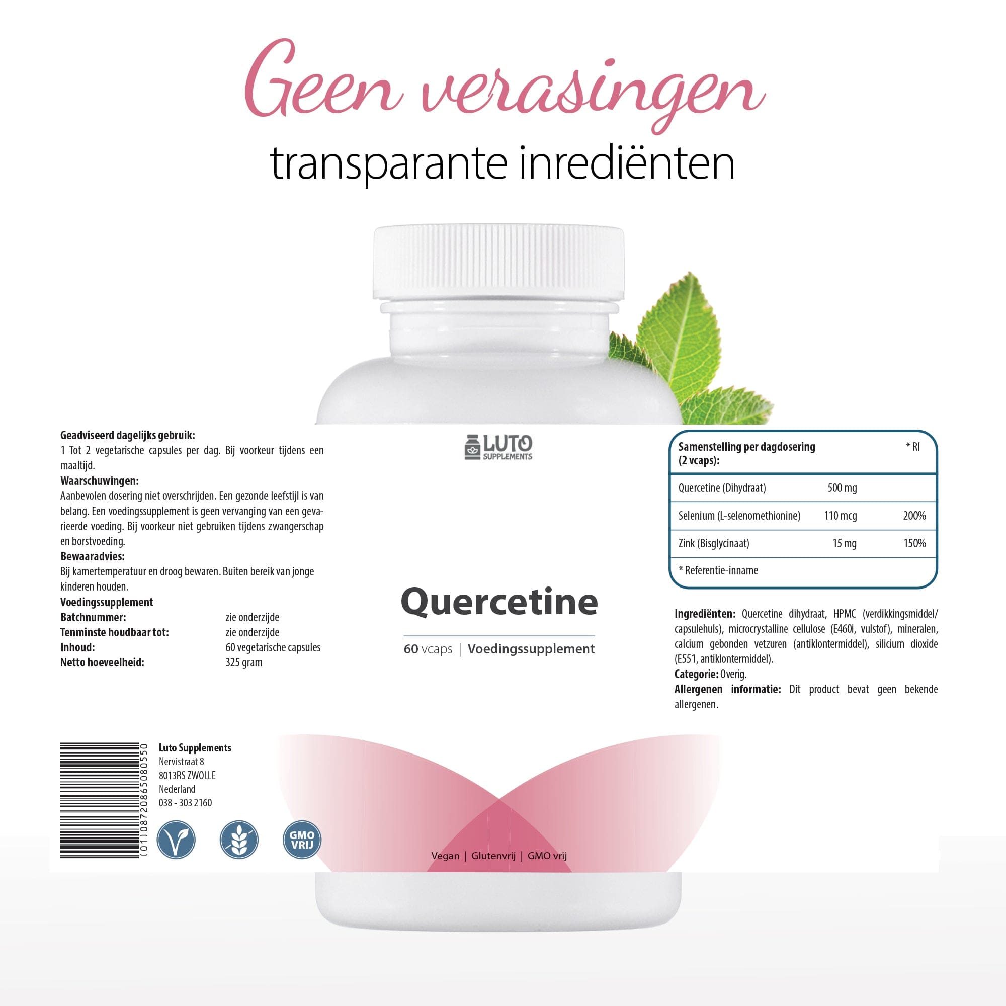 Quercetine | 500mg | 60 Vege Capsules | 2 maanden voorraad | Natuurlijk uit Japanse honingboombloesem | Premium kwaliteit | Luto Supplements
