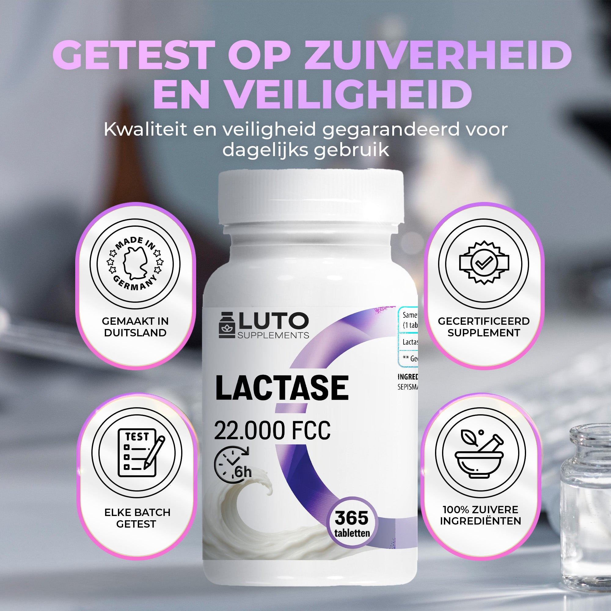 Lactase 22.000 FCC (Lactase Enzym) | 365 tabletten | LUTO Supplements