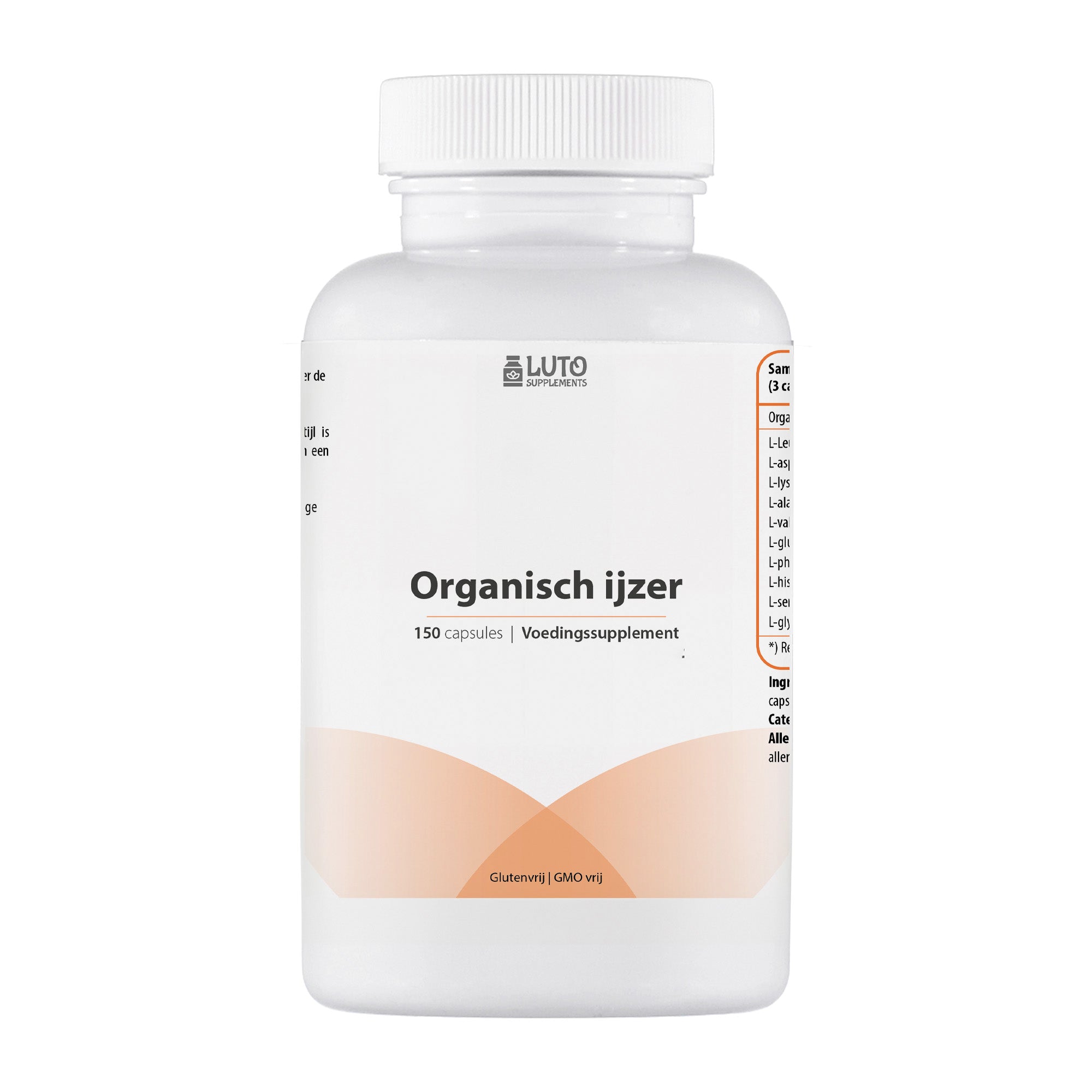 Luto Supplements | Organisch ijzer | Rijke mix aan Aminozuren | Premium eiwitconcentraat | Vermindert vermoeidheid *¹ | Ondersteunt het afweersysteem *² | 150 capsules