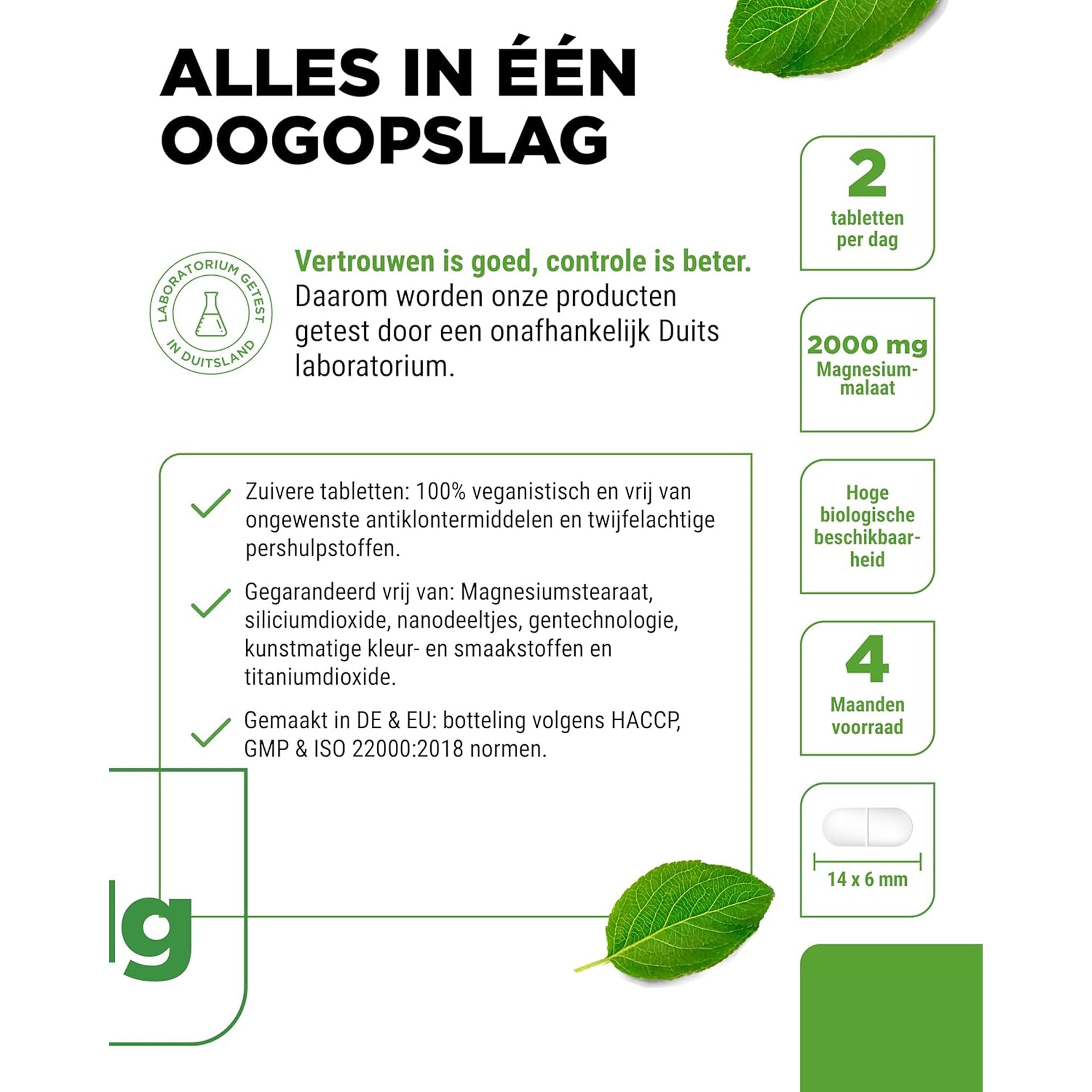 Magnesiummalaat | 240 Tabletten | Vit4ever