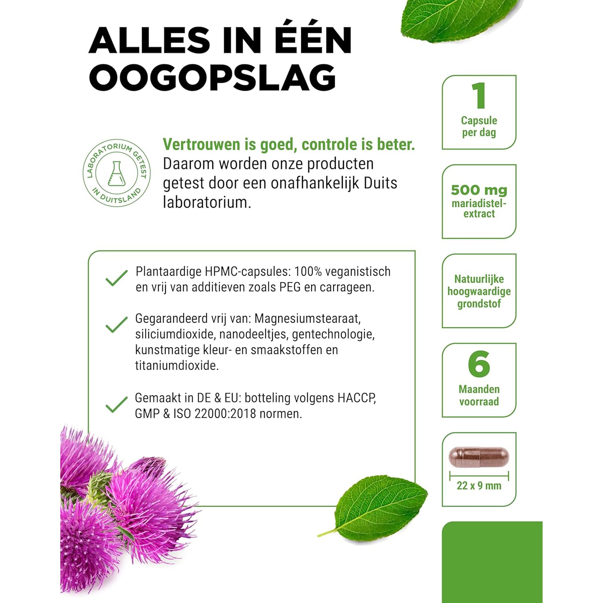 Mariadistelextract (80% Silymarine) 500mg | 180 of 365 capsules | Vit4ever