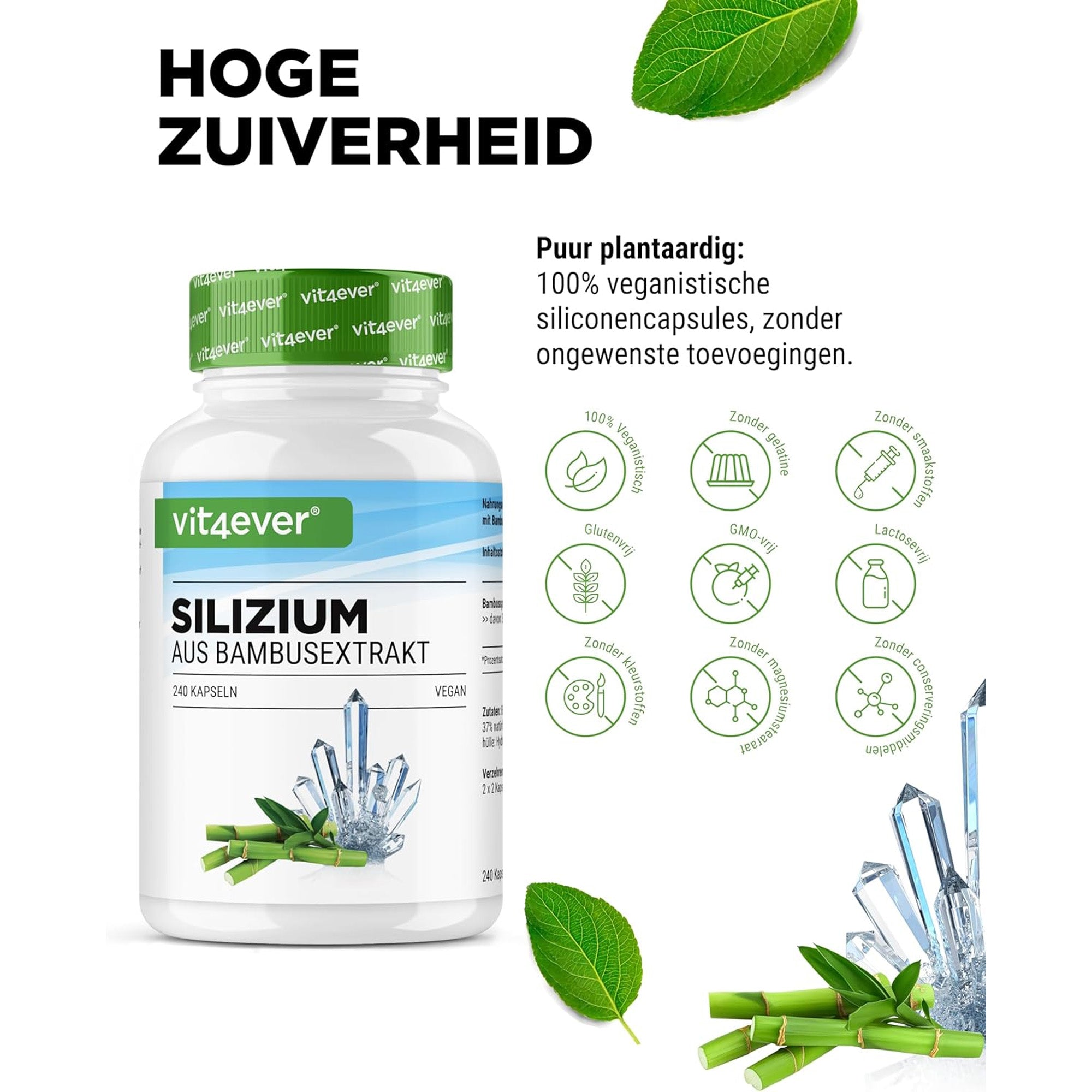 plantaardig silicium supplement - 240 capsules, vegan