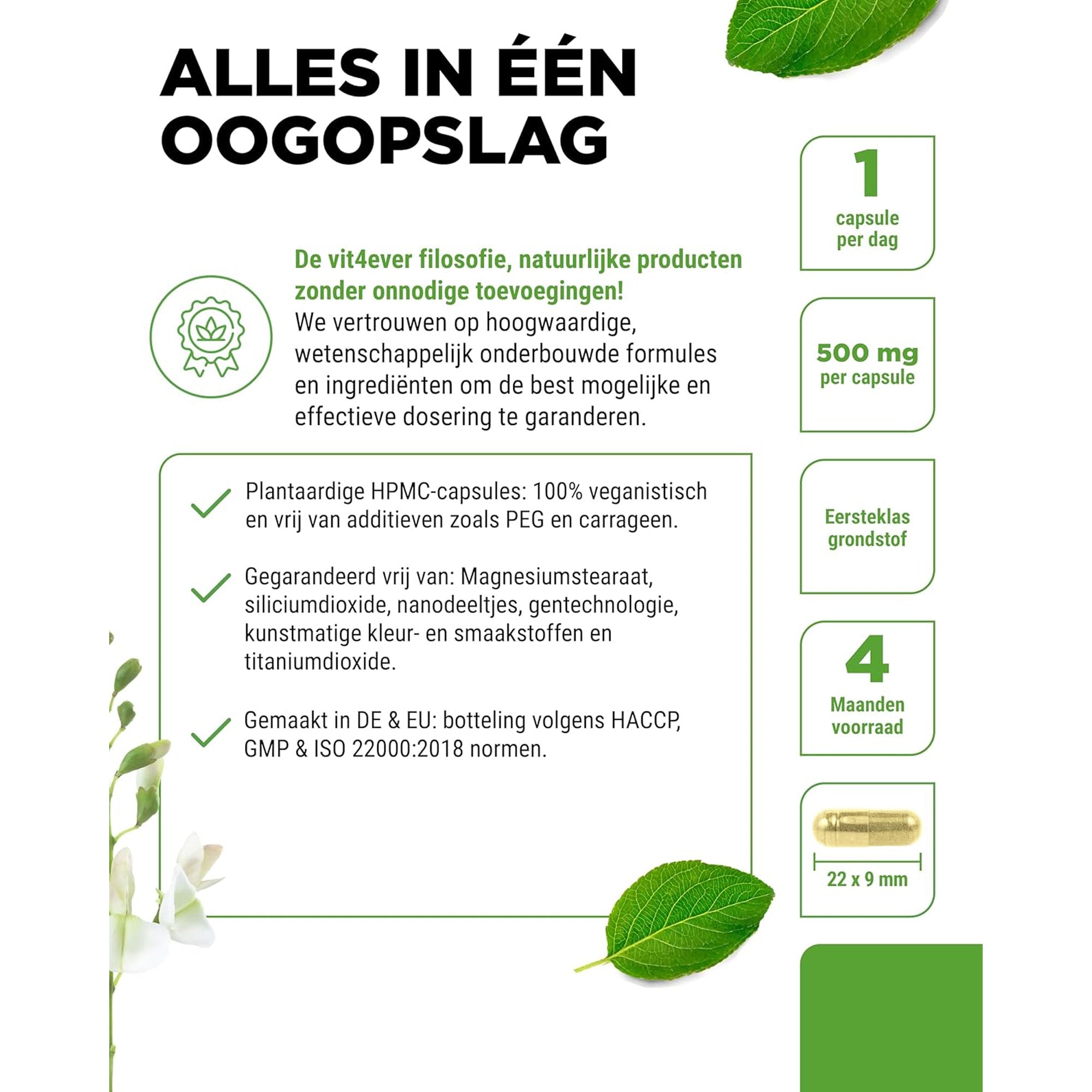 natuurlijke quercetine capsules zonder ongewenste toevoegingen