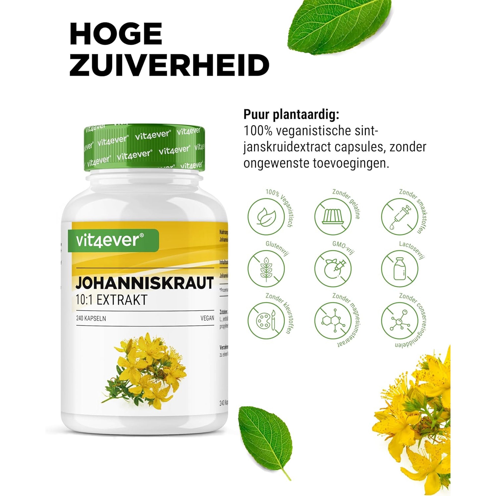 Vit4ever Sint-Janskruid capsules - veganistisch en zonder ongewenste toevoegingen
