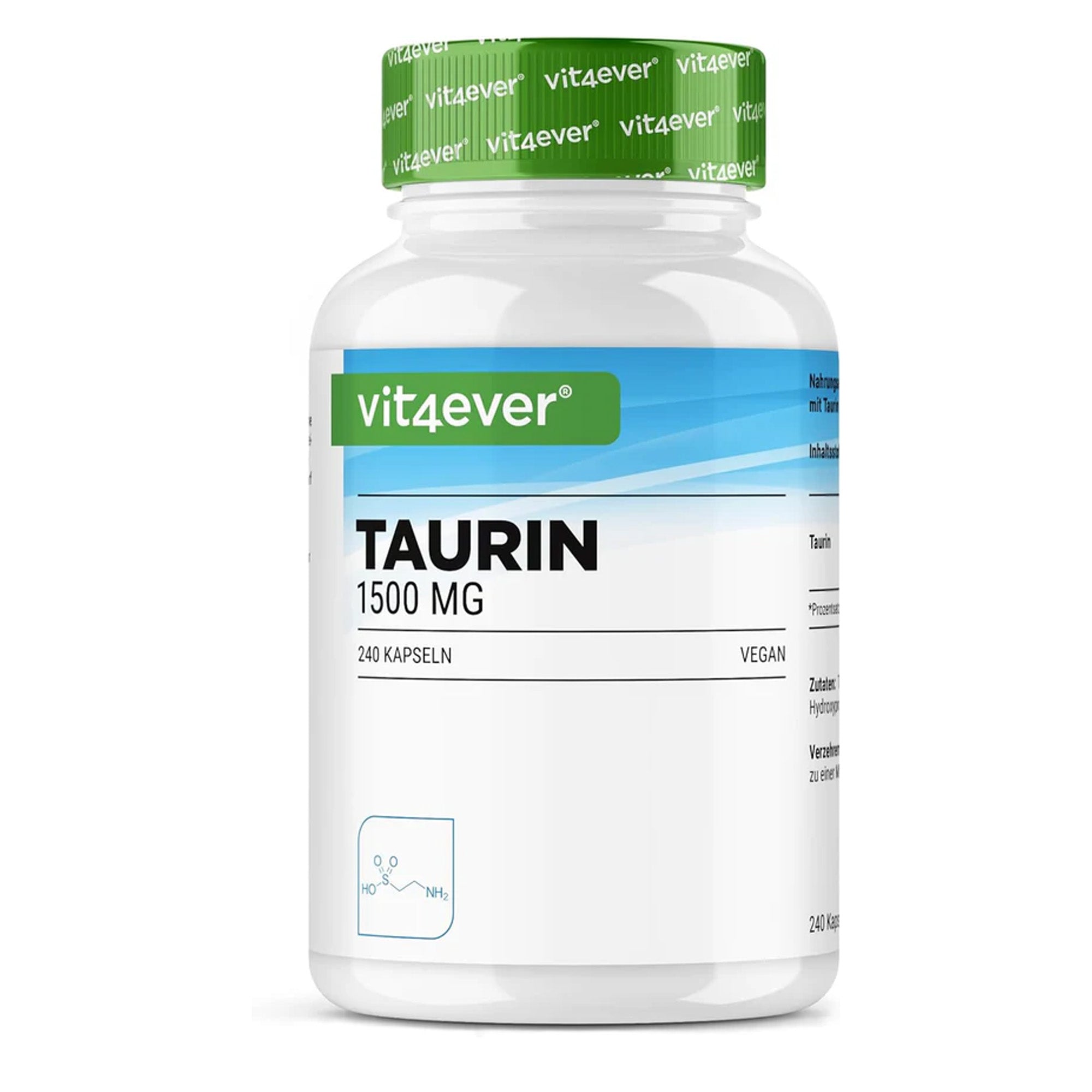 Taurine | 240 Capsules | 99% Zuiverheid - Zonder Toevoegingen | Vit4ever