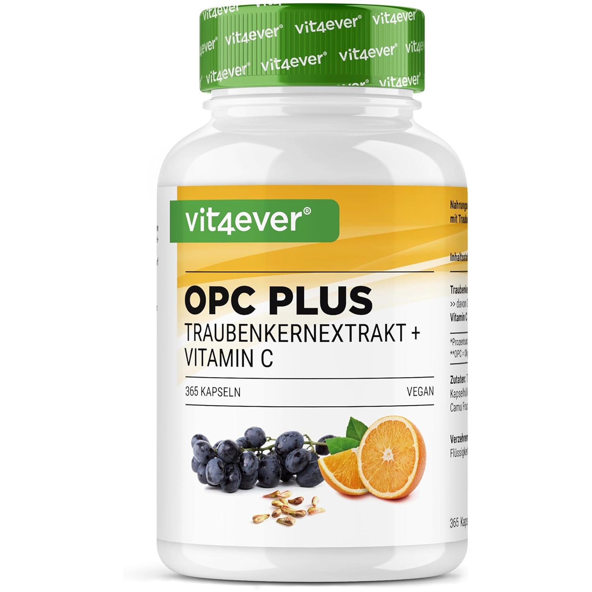 OPC Druivenpit Extract + Natuurlijke Vitamine C | 240 capsules | Vit4ever