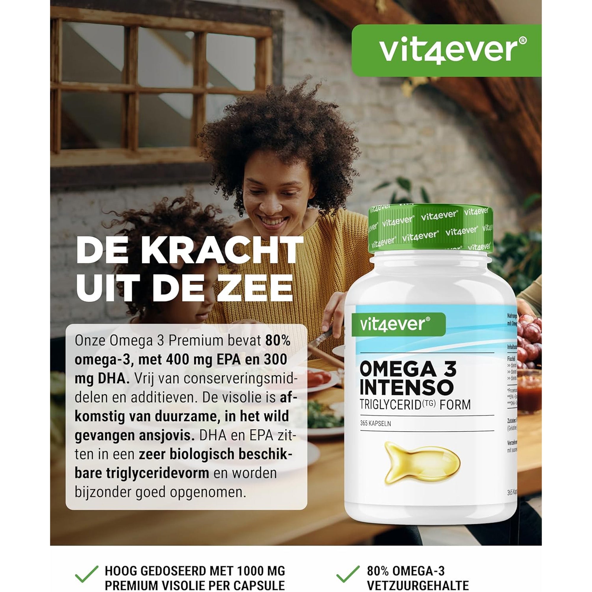 Vis Olie | Omega 3 Intenso | Triglyceride vorm | 1000mg | Vit4ever