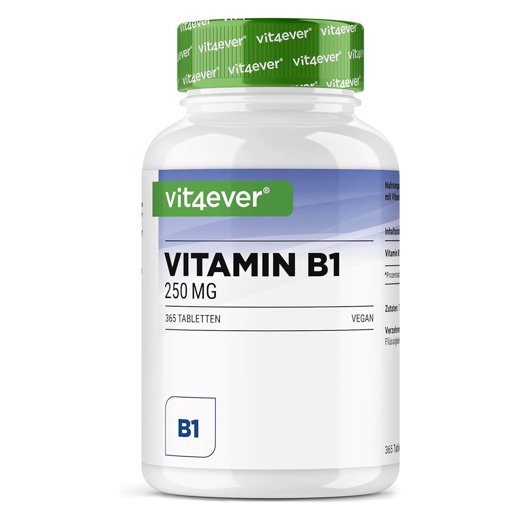 Vitamine B1 (Thiamine) 250mg | 365 Tabletten | Vit4ever