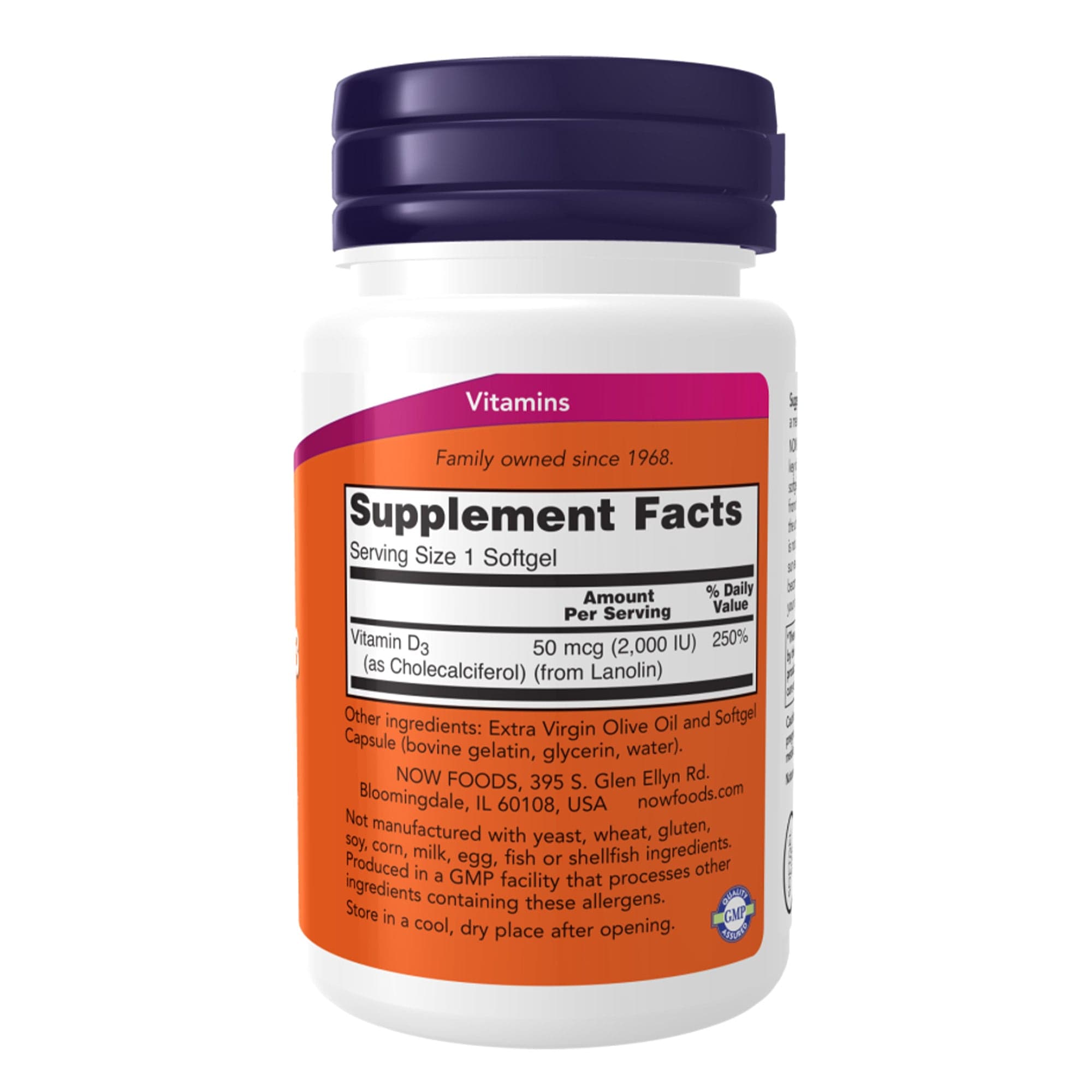 Vitamine D3 | 2000IU | Cholecalciferol | 240 Softgels | Now Foods