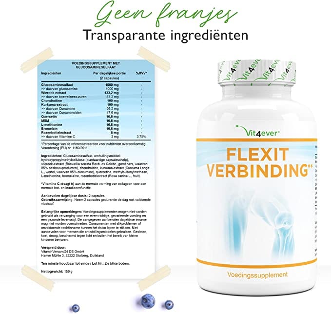 Gewricht Flexit | Met 9 active ingrediënten | 180 Capsules | Vit4ever