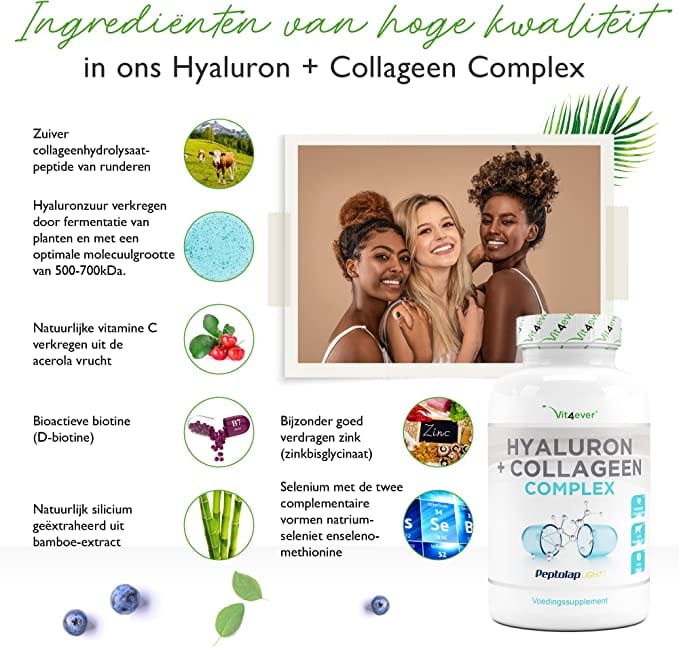 Hyaluronzuur-collageencomplex | 240 capsules | 8 ingrediënten | Vit4ever