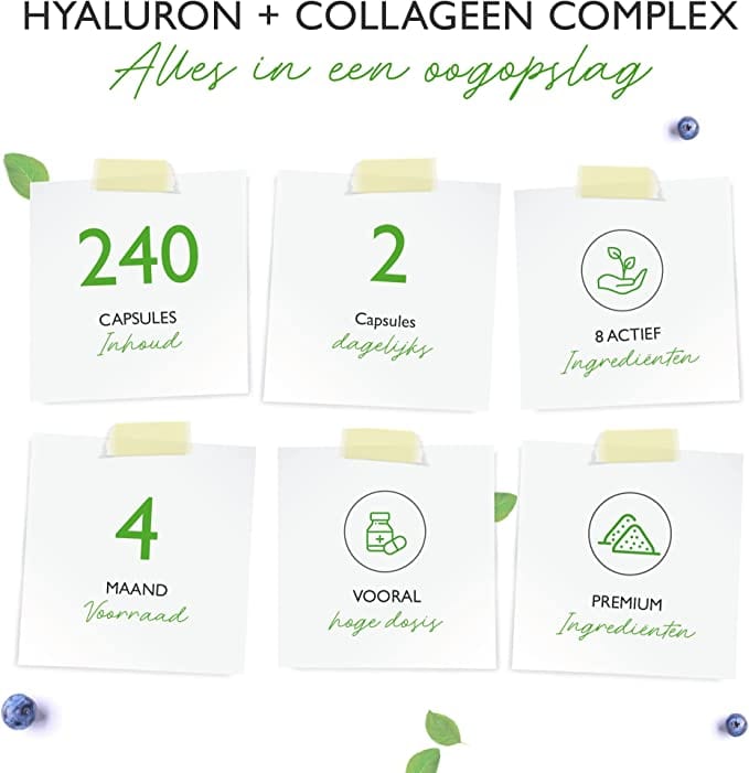 Hyaluronzuur-collageencomplex | 240 capsules | 8 ingrediënten | Vit4ever