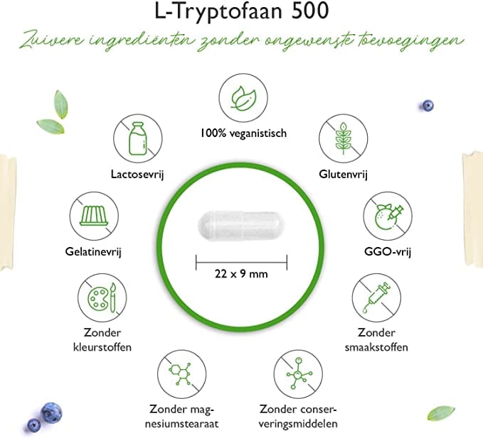 Vit4ever L-Tryptofaan (L-Tryptophan) 500mg | 365 capsules | Vit4ever