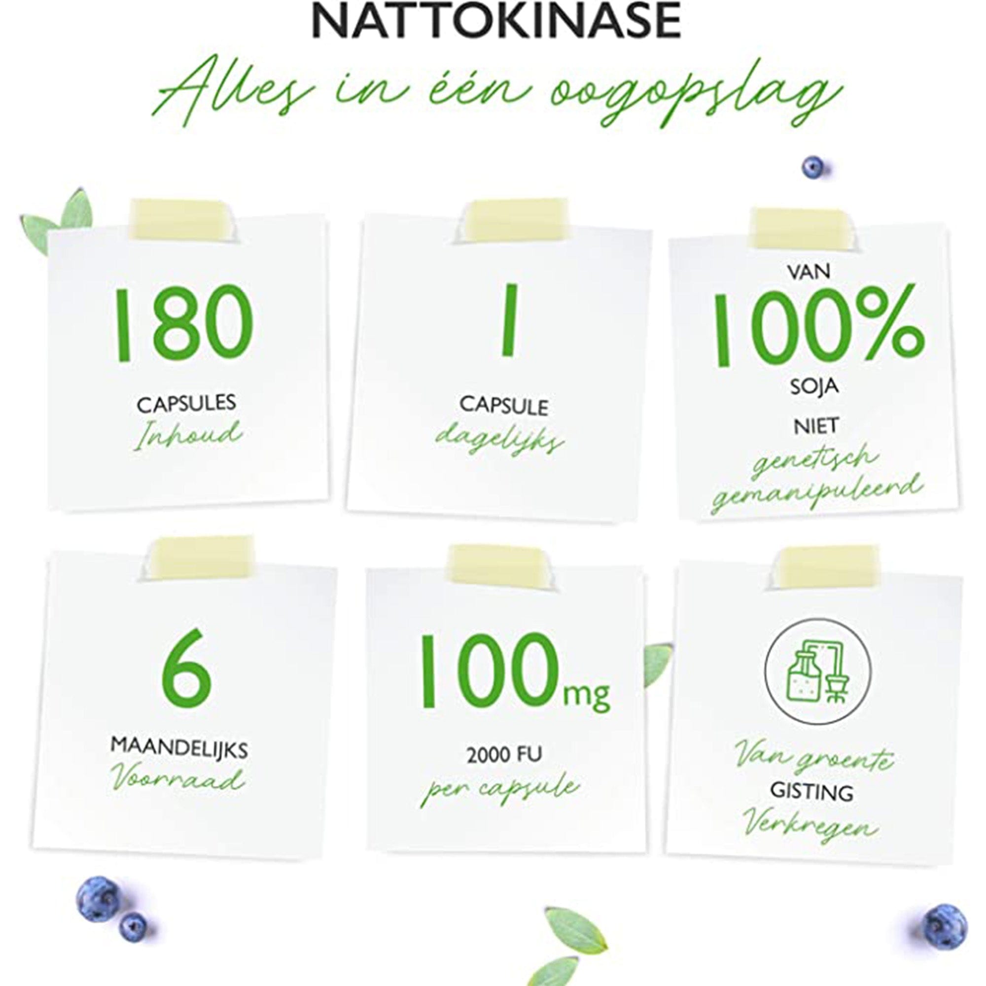 Vit4ever Nattokinase | 180 capsules met elk 100 mg (20.000 FU/g) | 6 maanden voorraad | laboratorium getest | hoge dosering | veganistisch | van GMO-vrije soja | zonder ongewenste toevoegingen