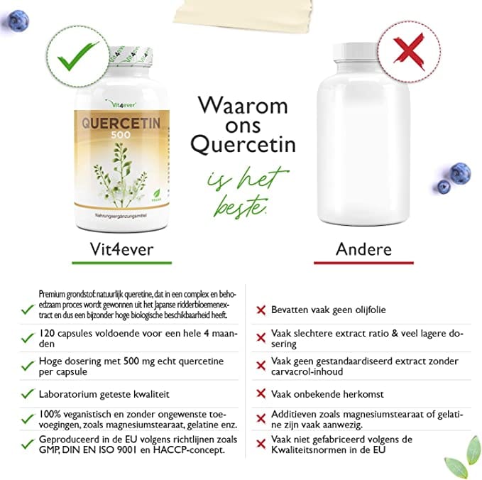 Quercetine | Japans koordboomextract | 500mg | 120 Capsules | Vit4ever