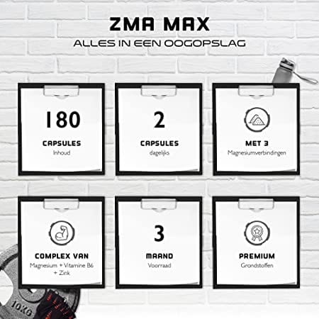 ZMA MAX | 180 Capsules | Zink, Tripple Magnesium & Vitamine B6 | German Elite Nutrition