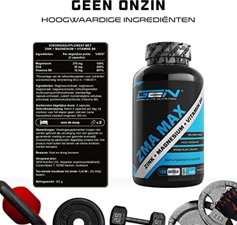 ZMA MAX | 180 Capsules | Zink, Tripple Magnesium & Vitamine B6 | German Elite Nutrition