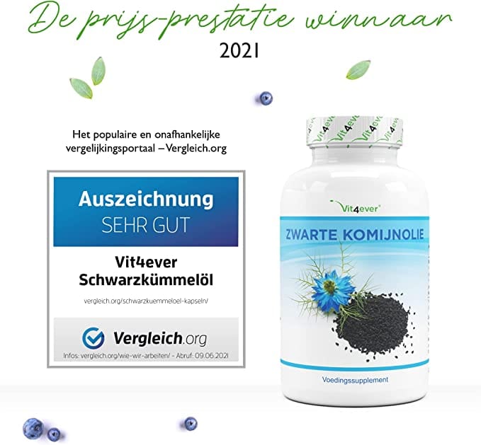 Zwarte Komijn Olie | 1000mg | 420 Capsules | Met Vitamine E | Vit4ever