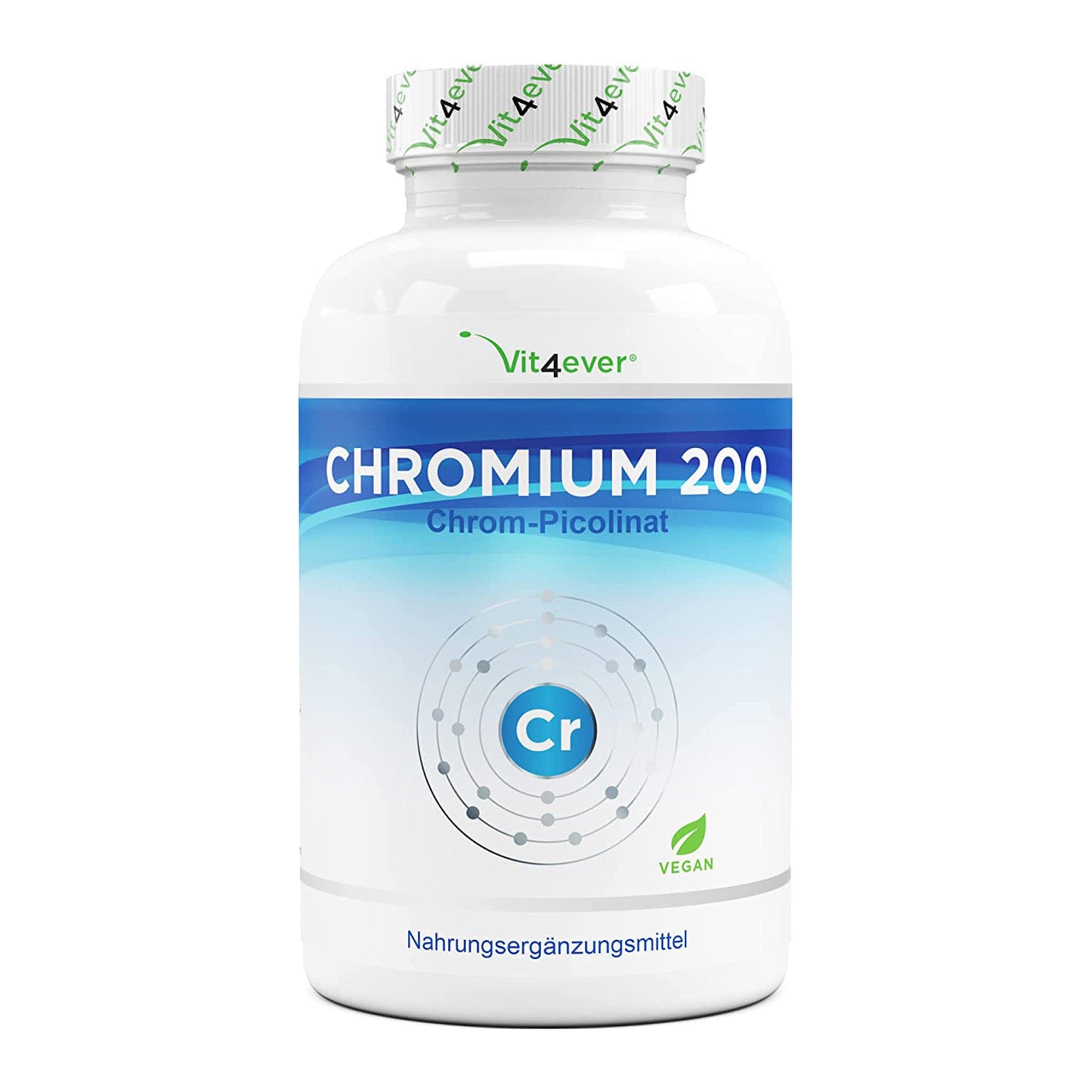 Vit4ever Chromium Picolinate - 200 mcg zuiver chroom per tablet - 365 tabletten in jaarvoorraad - laboratoriumgetest (gehalte aan werkzame stoffen en zuiverheid) - zonder ongewenste toevoegingen - hoge dosering - veganistisch