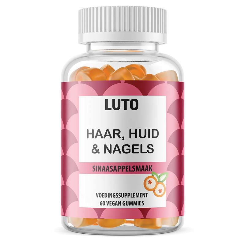 Haar, Huid & Nagel Gummies | Vitamine C, Biotine, Foliumzuur | 60 Sinaasappel Gummies | LUTO Supplement