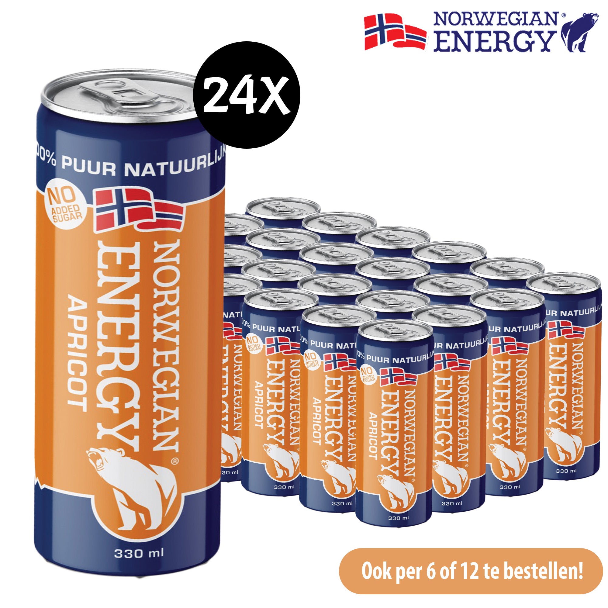 Norwegian energy abrikoos smaak 330 ml
