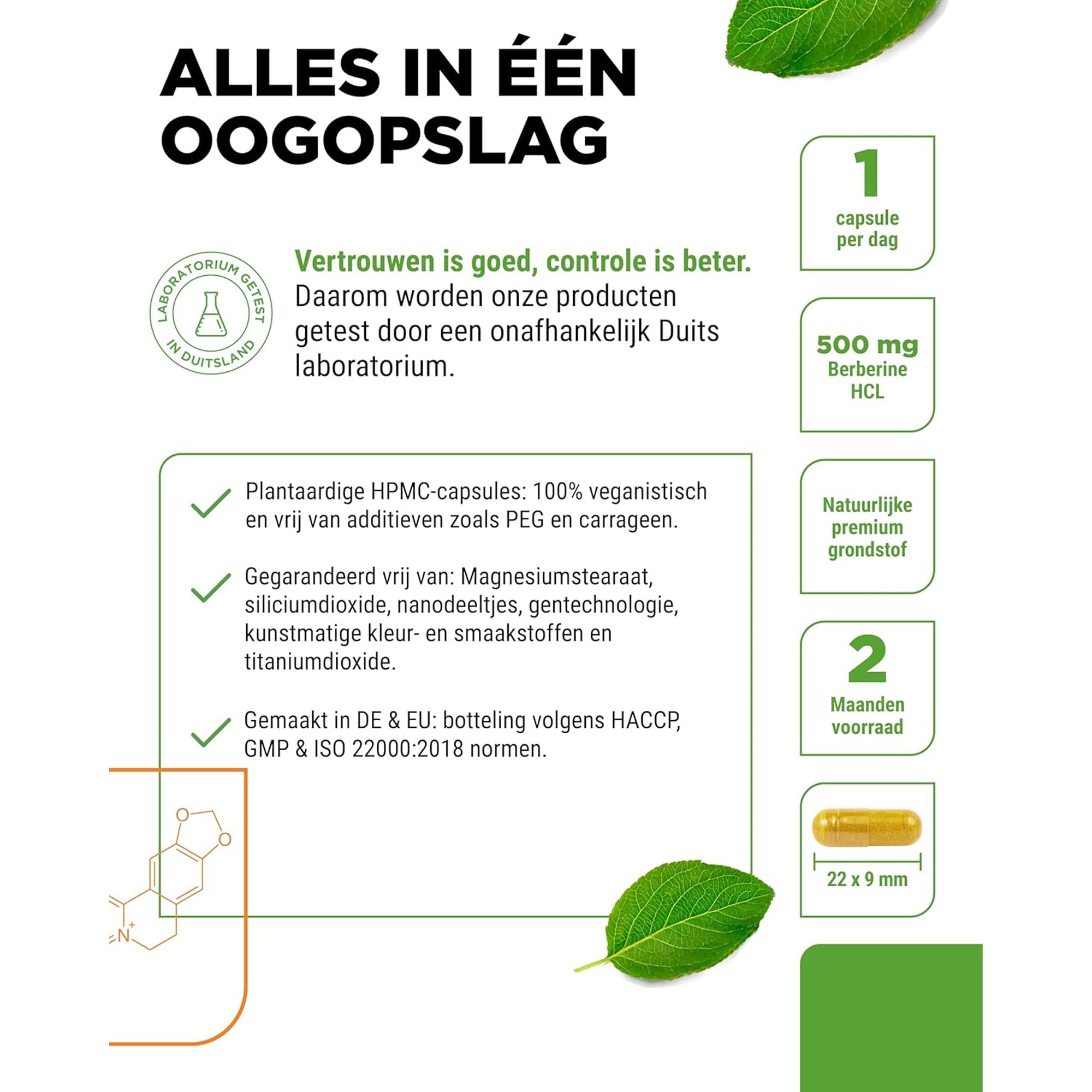 Natuurlijke Berberine HCL 97% van Vit4ever - Premium kwaliteit voor bloedsuikerbeheer en hartgezondheid