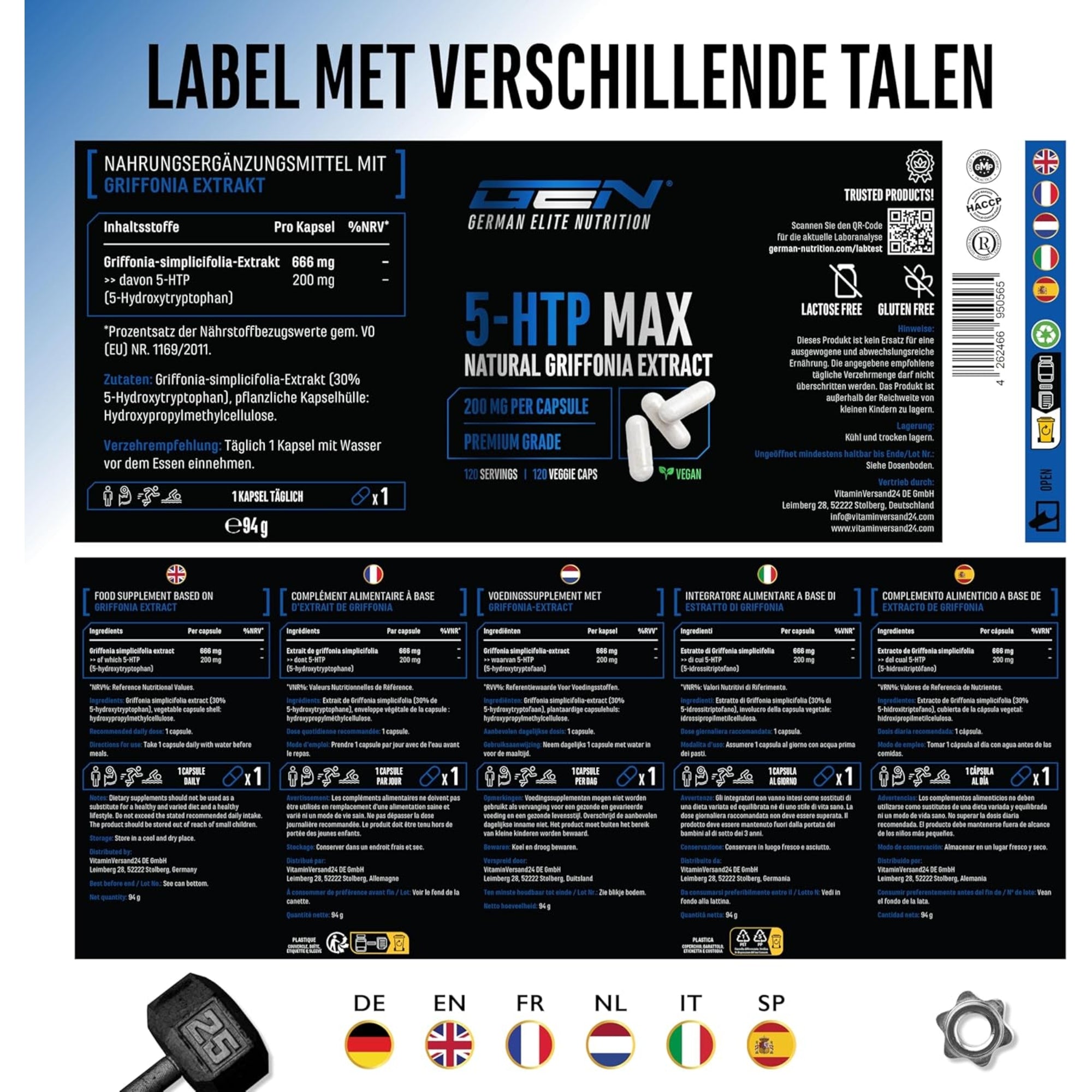 5-HTP MAX (Griffonia simplicifolia) 200 mg | 120 capsules | German Elite Nutrition